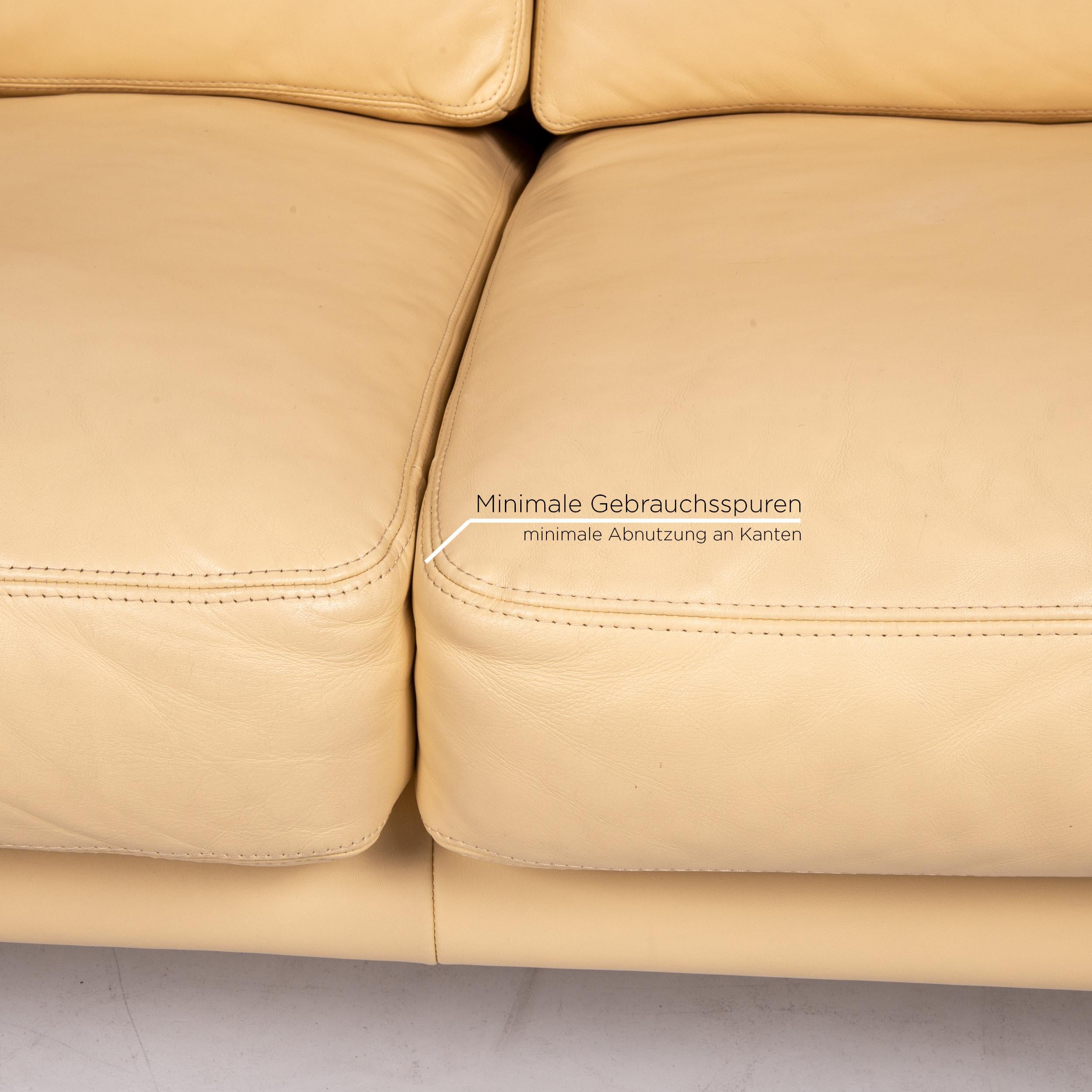 Modern Erpo Leather Sofa Beige Two-Seat Couch For Sale