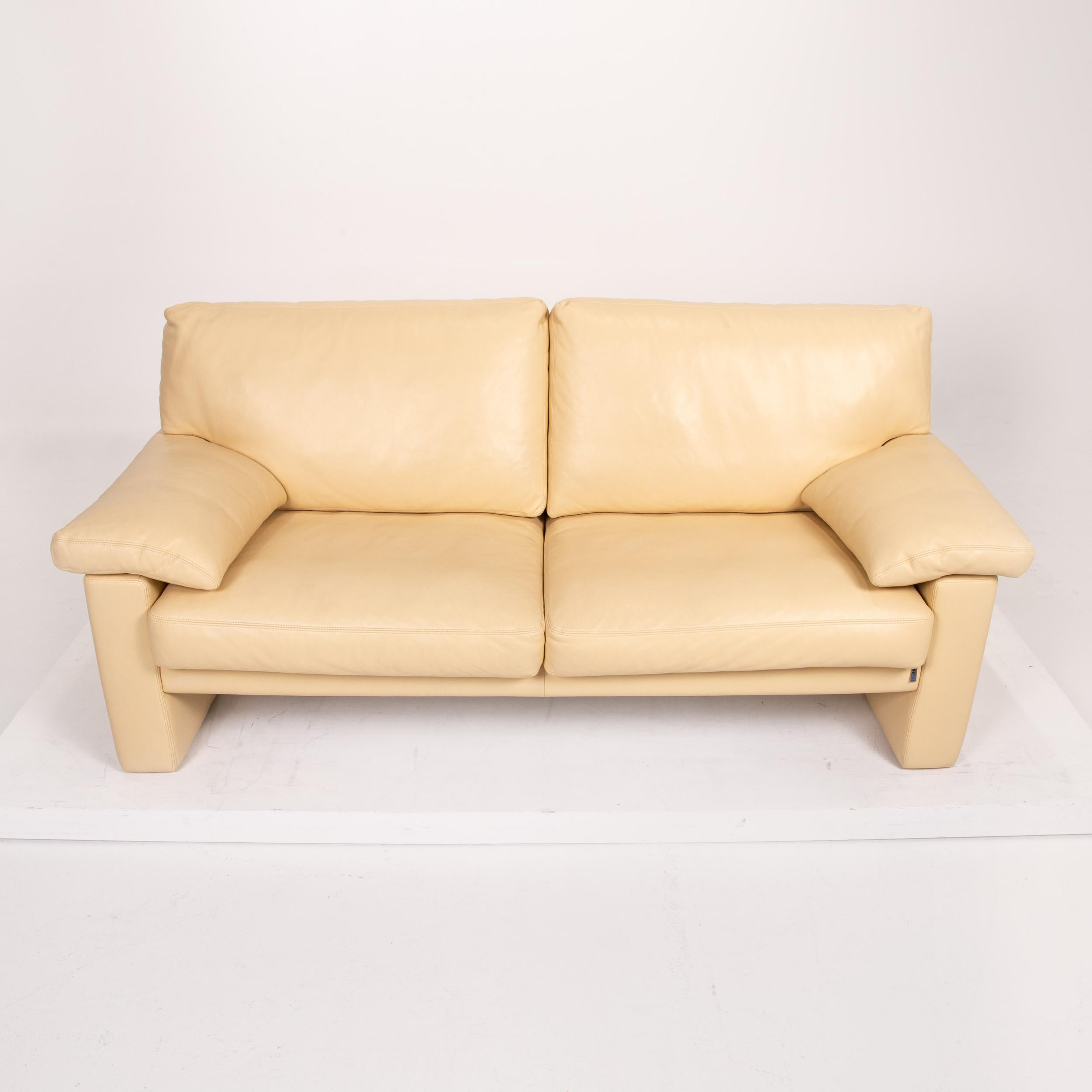 Erpo Leather Sofa Beige Two-Seat Couch For Sale 1
