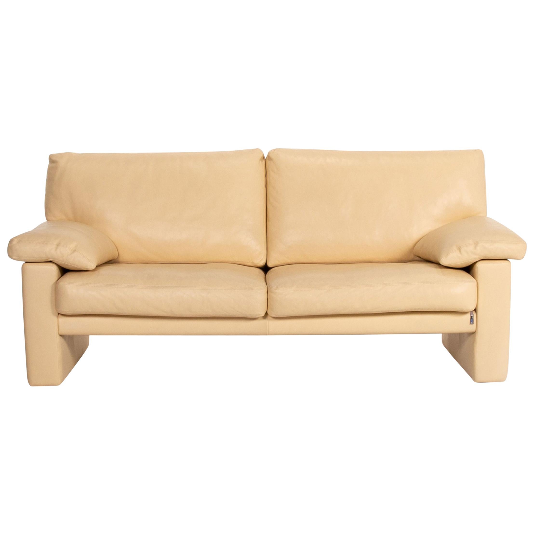 Erpo Leather Sofa Beige Two-Seat Couch For Sale