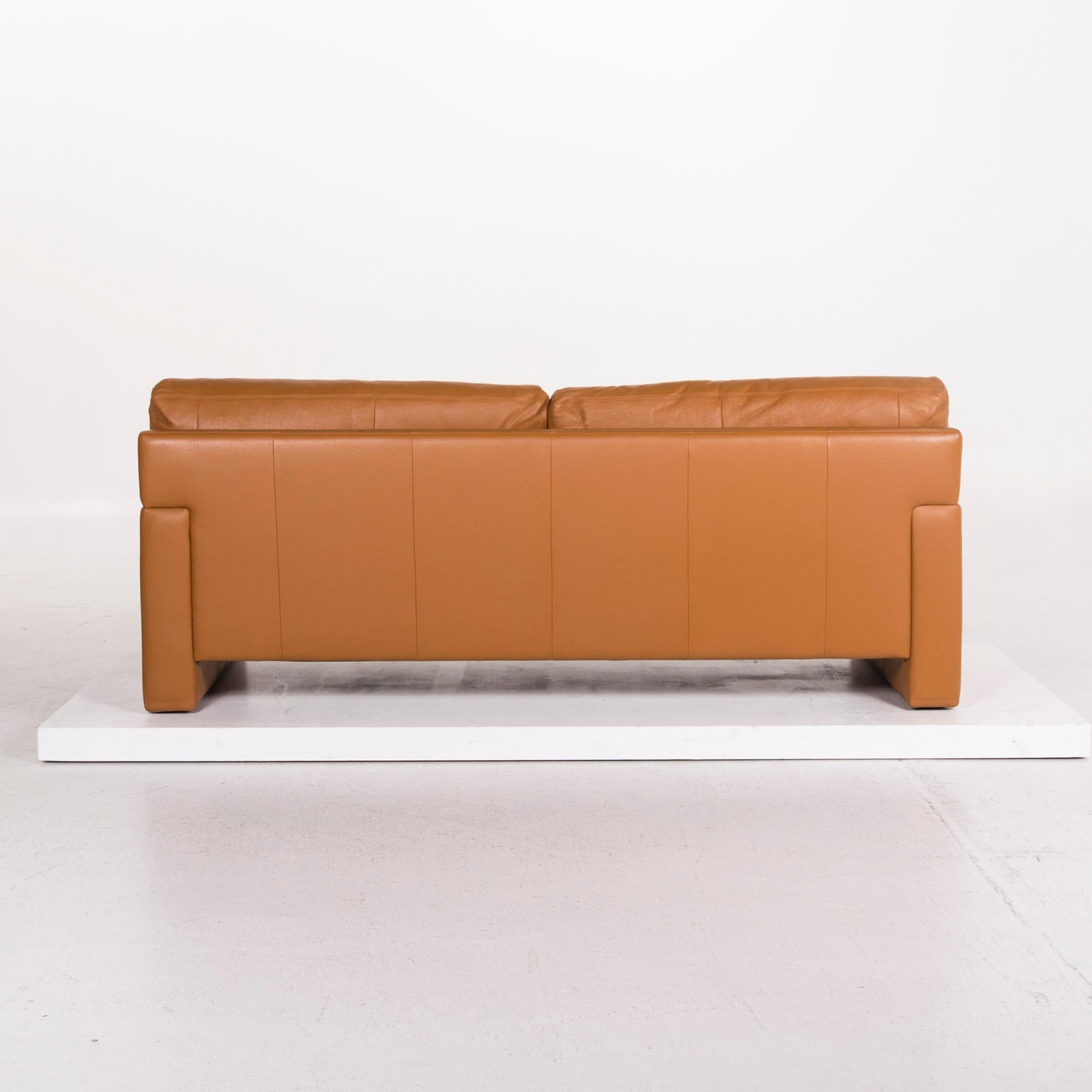 Erpo Leather Sofa Cognac Brown Two-Seat Couch 1