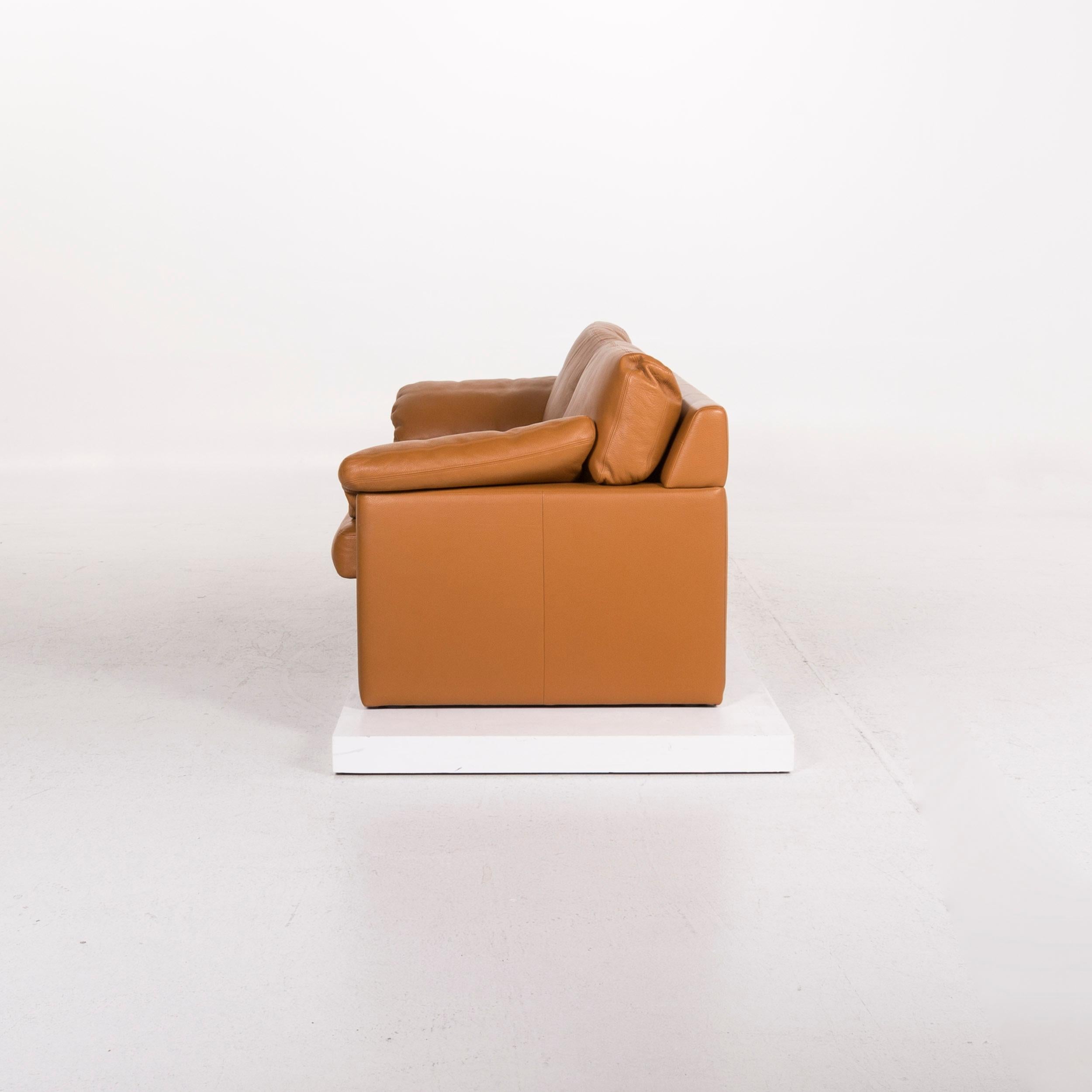 Erpo Leather Sofa Cognac Brown Two-Seat Couch 2
