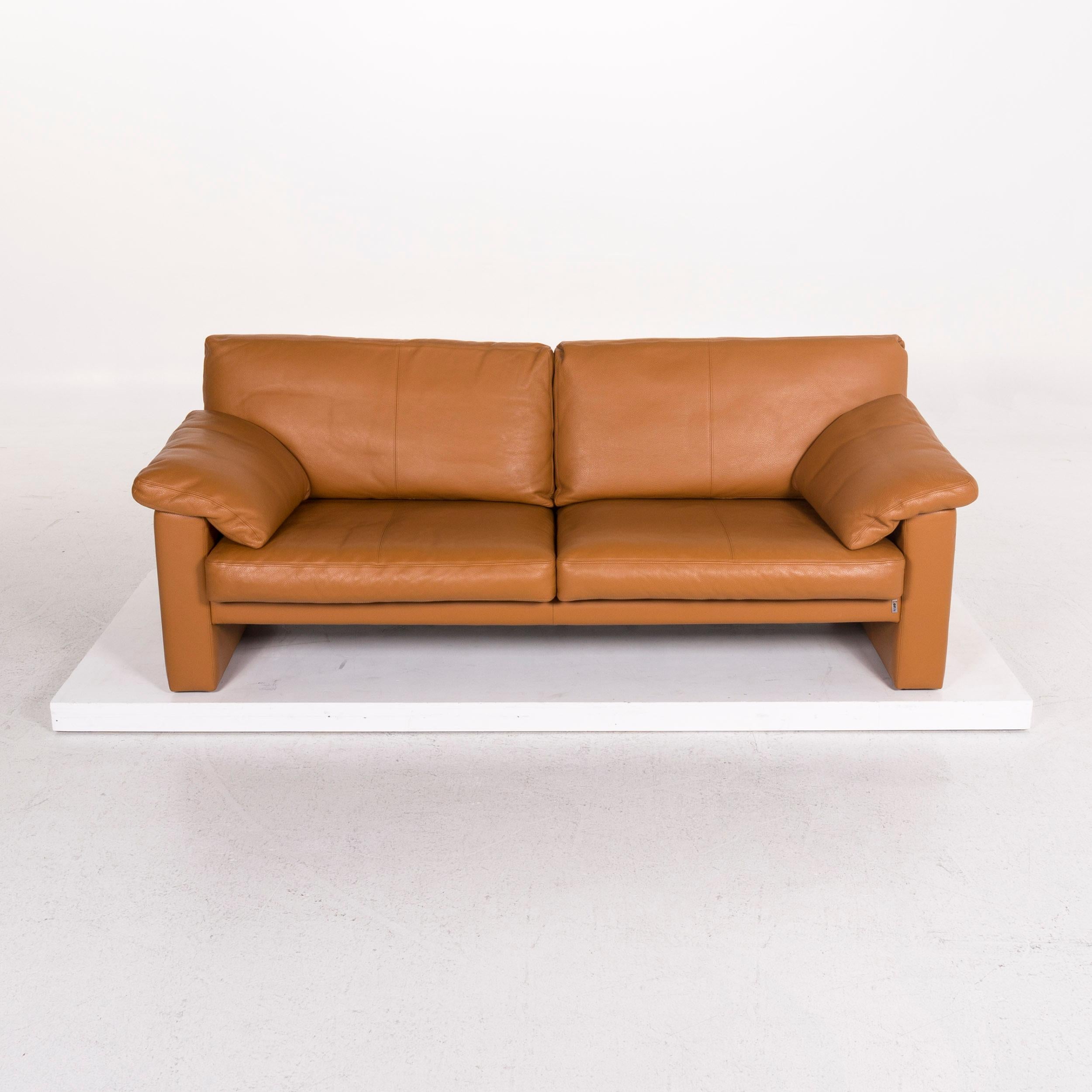 Erpo Leather Sofa Cognac Brown Two-Seat Couch In Good Condition In Cologne, DE