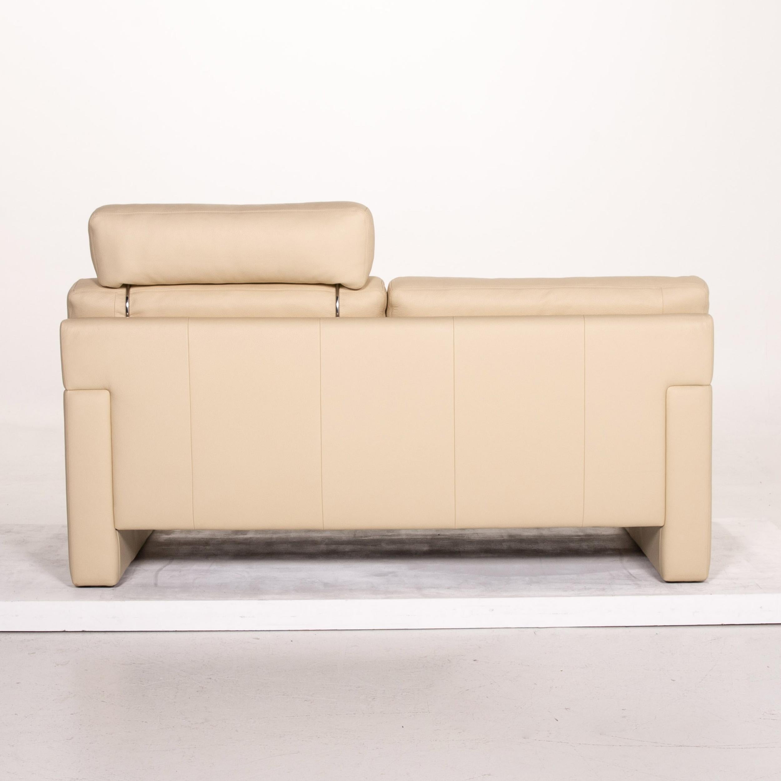 Erpo Leather Sofa Cream Two-Seat Function Couch For Sale 4