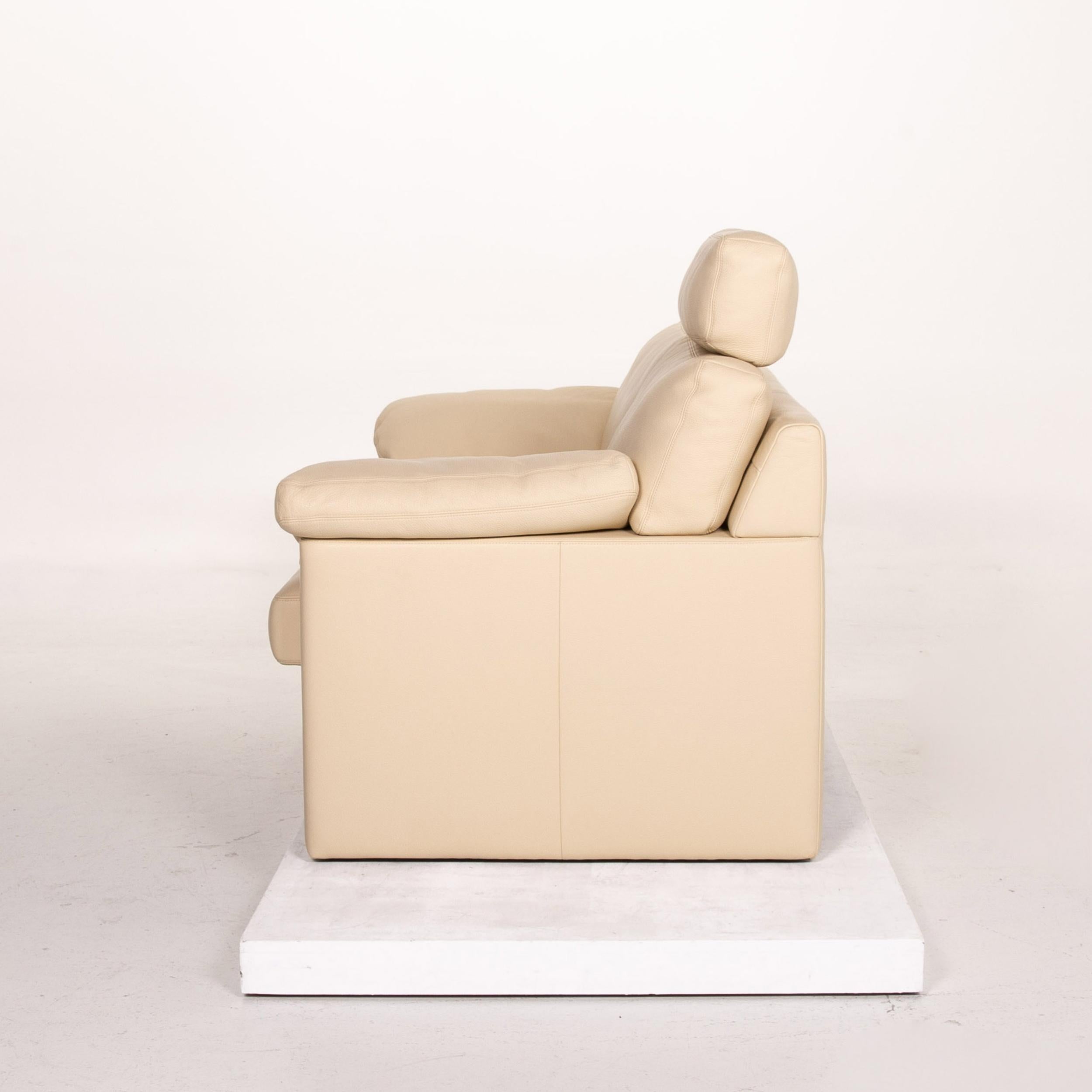 Erpo Leather Sofa Cream Two-Seat Function Couch For Sale 5