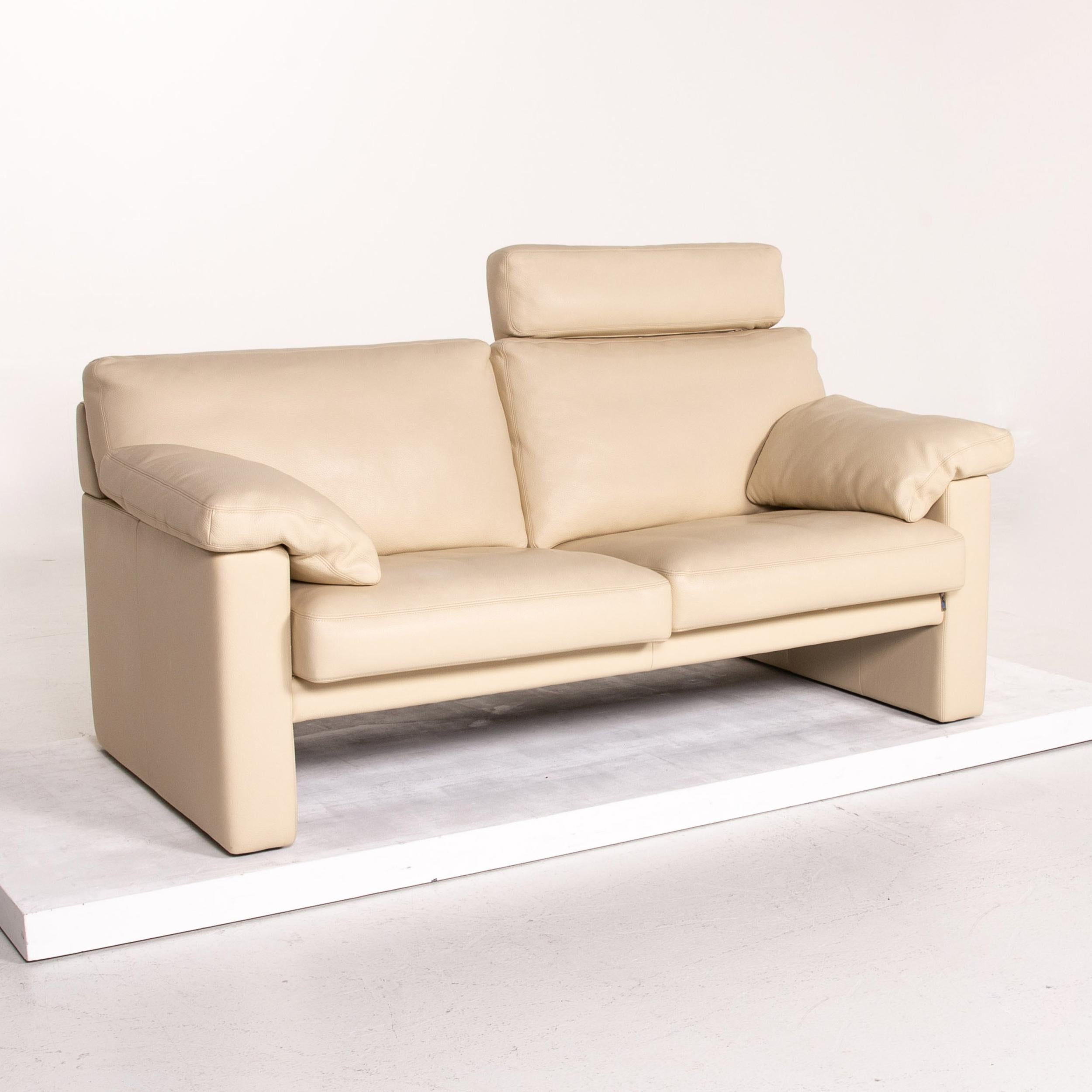 Erpo Leather Sofa Cream Two-Seat Function Couch For Sale 1