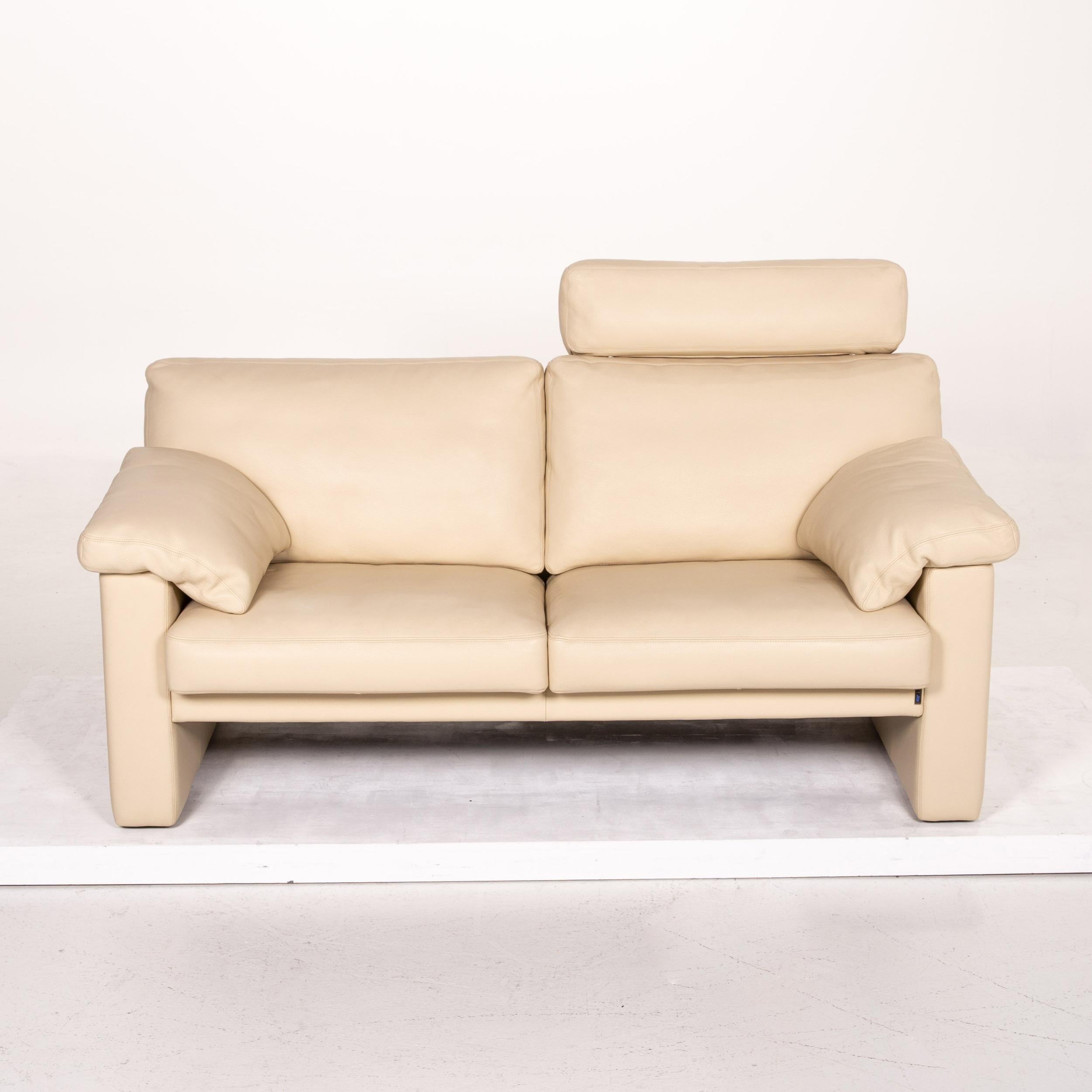 Erpo Leather Sofa Cream Two-Seat Function Couch For Sale 2