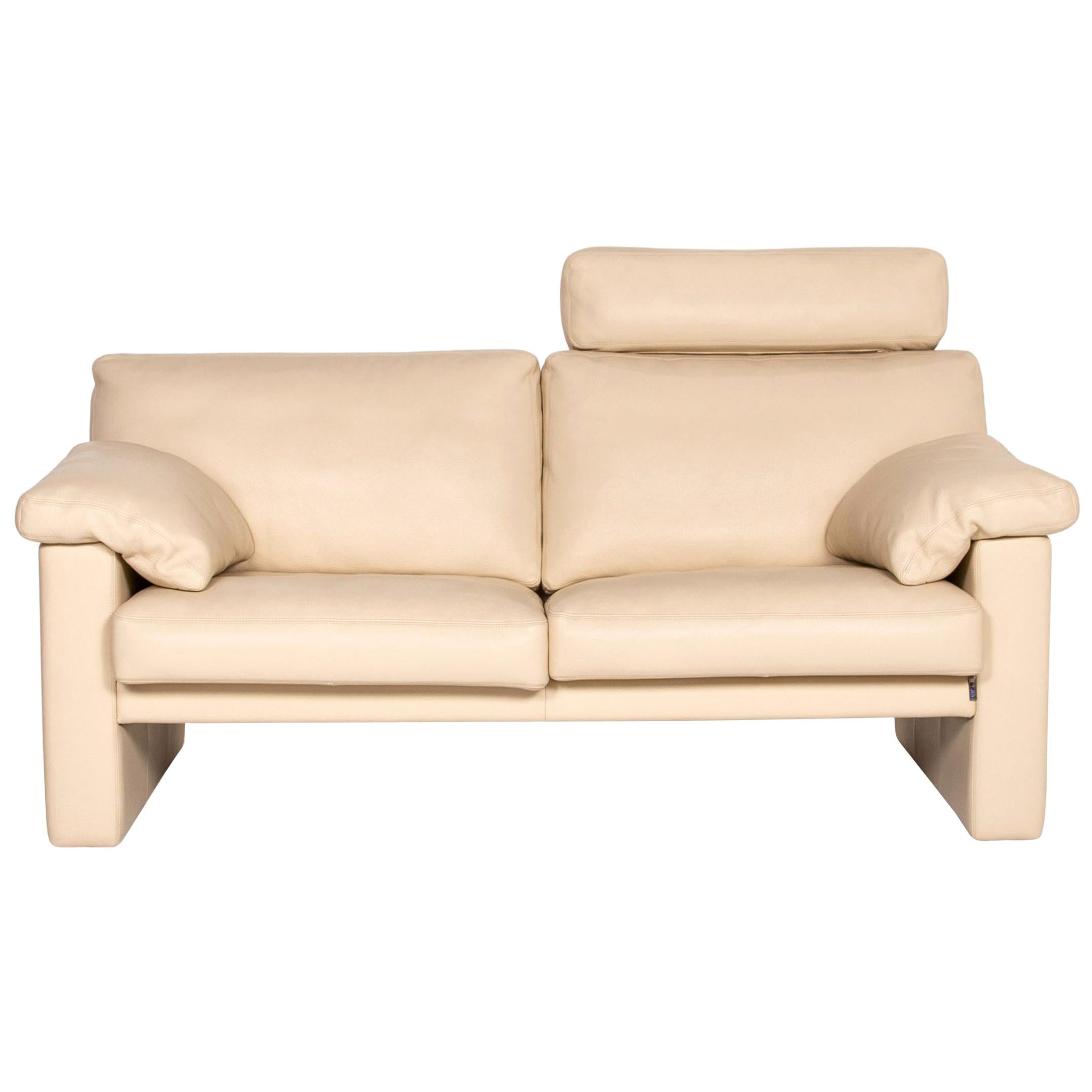 Erpo Leather Sofa Cream Two-Seat Function Couch For Sale