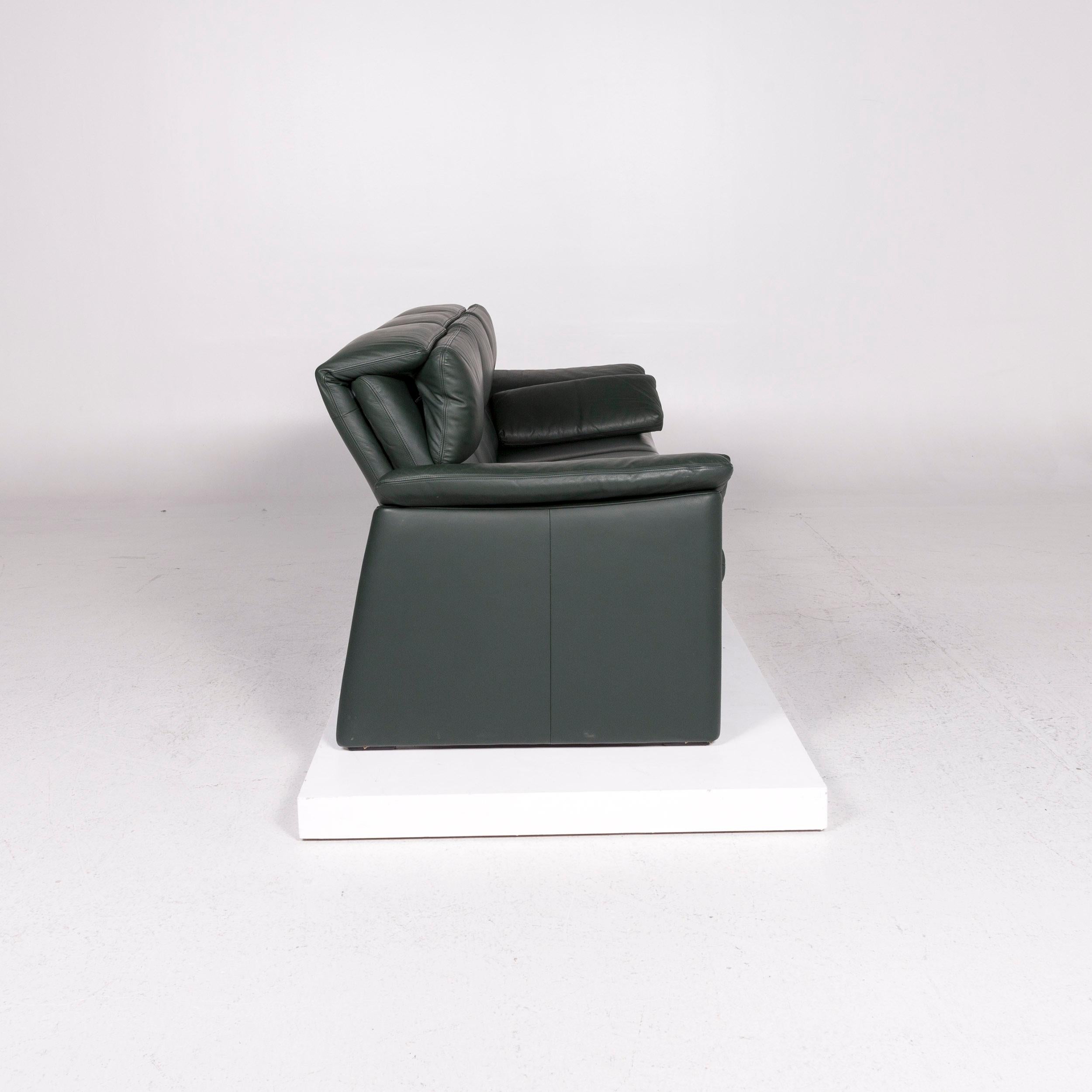 Erpo Leather Sofa Set Green 1 Three-Seat, 1 Two-Seat, 1 Armchair, 1 Stool 4