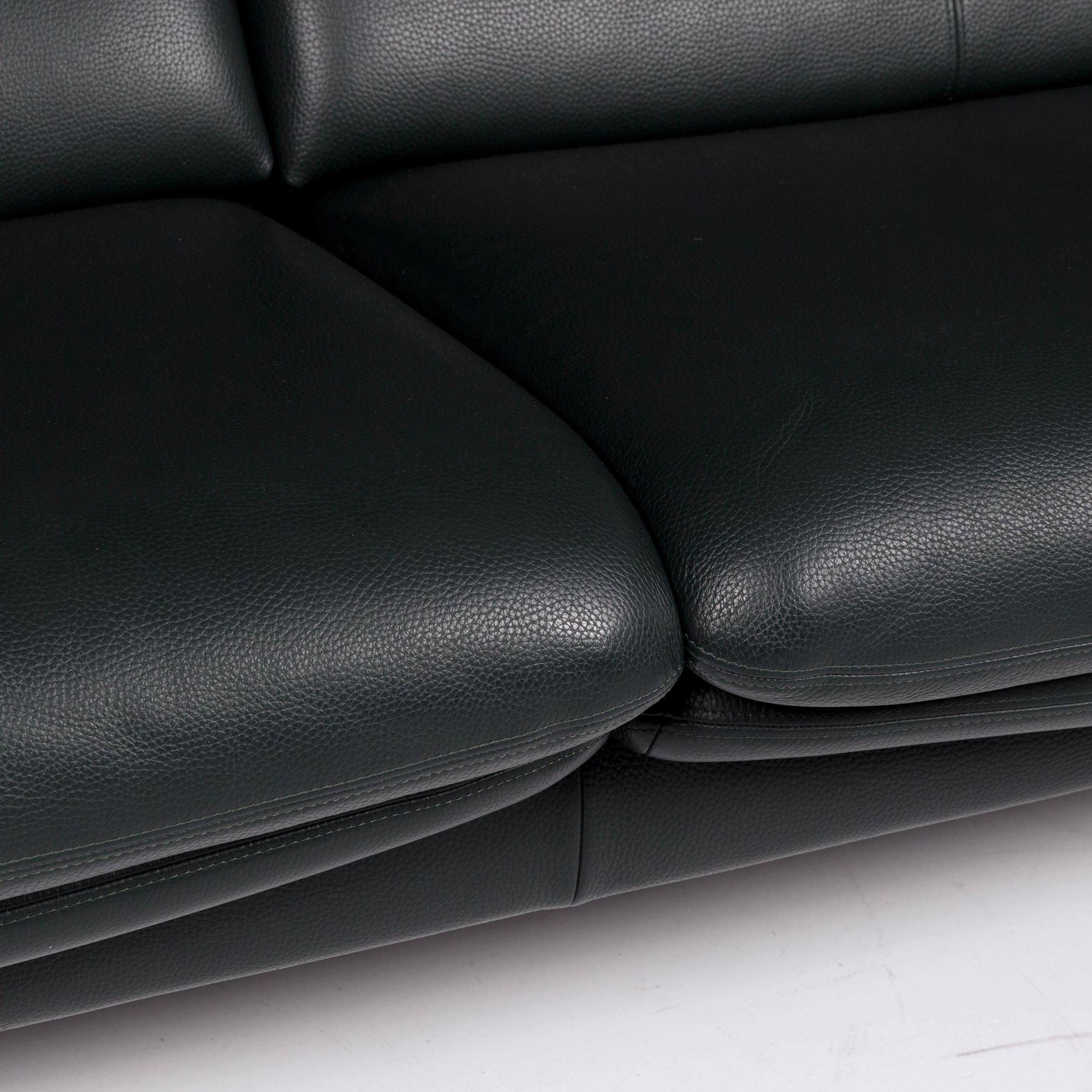 German Erpo Leather Sofa Set Green Dark Green 1 Two-Seat 1 Armchair Function