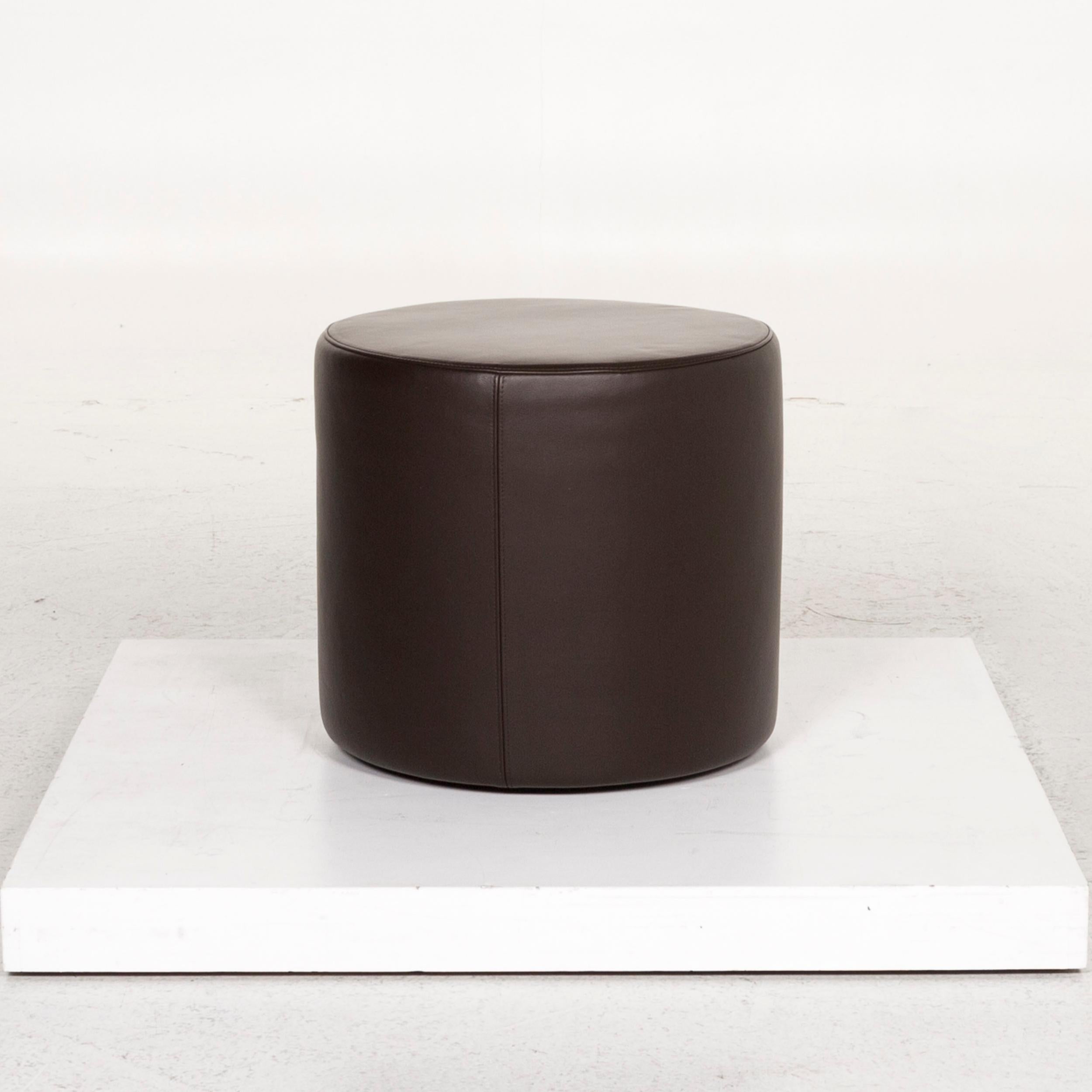 Erpo Leather Stool Brown Round 2