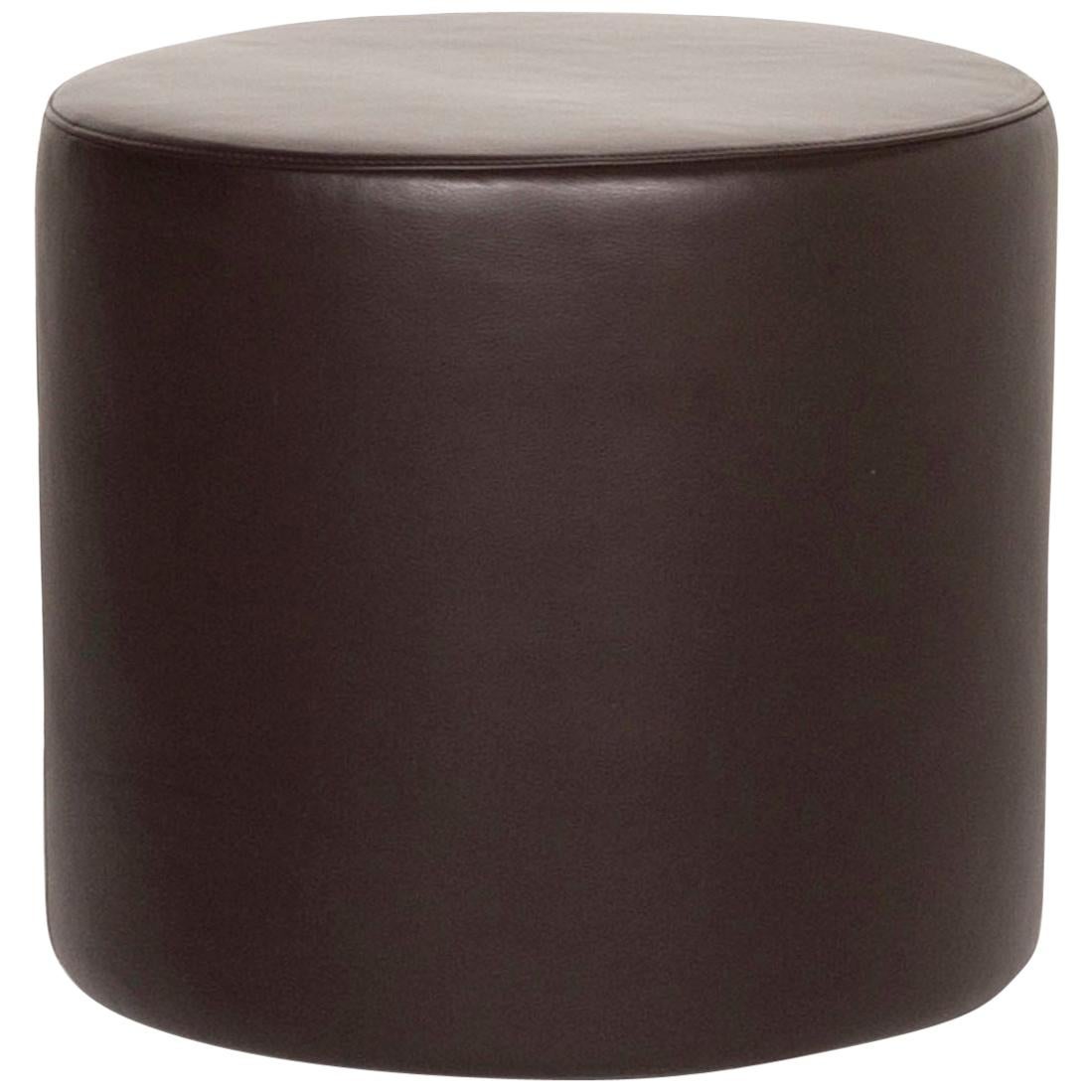 Erpo Leather Stool Brown Round