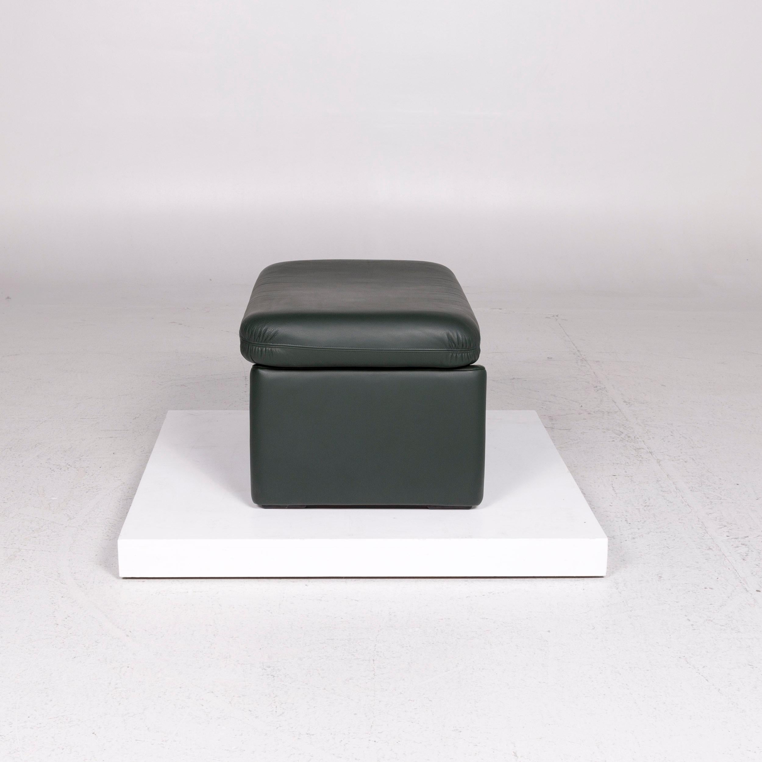 Contemporary Erpo Leather Stool Green Stool