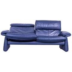 Erpo Lugano Leather Sofa Blue Two-Seat Couch