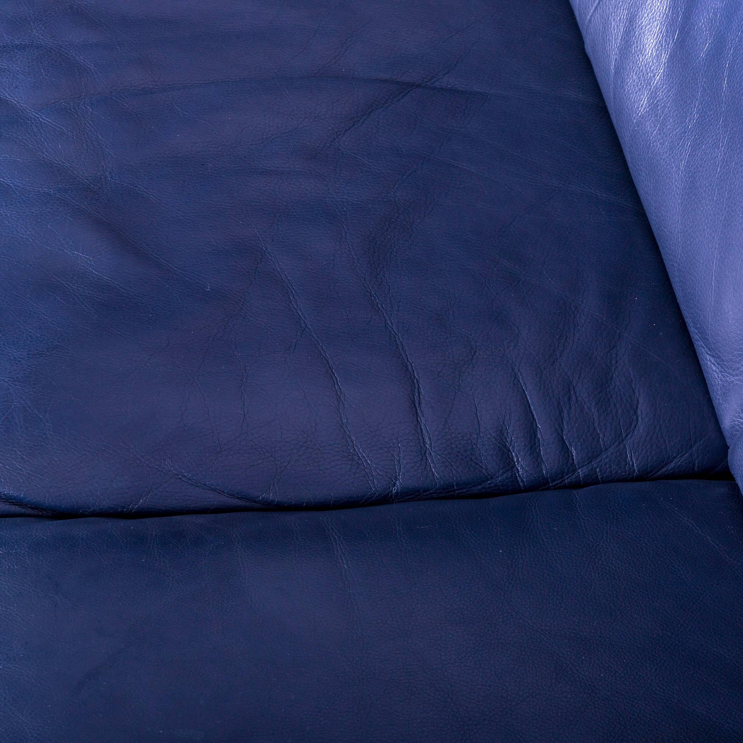 Erpo Lugano Leather Sofa Blue Two-Seat Couch 5