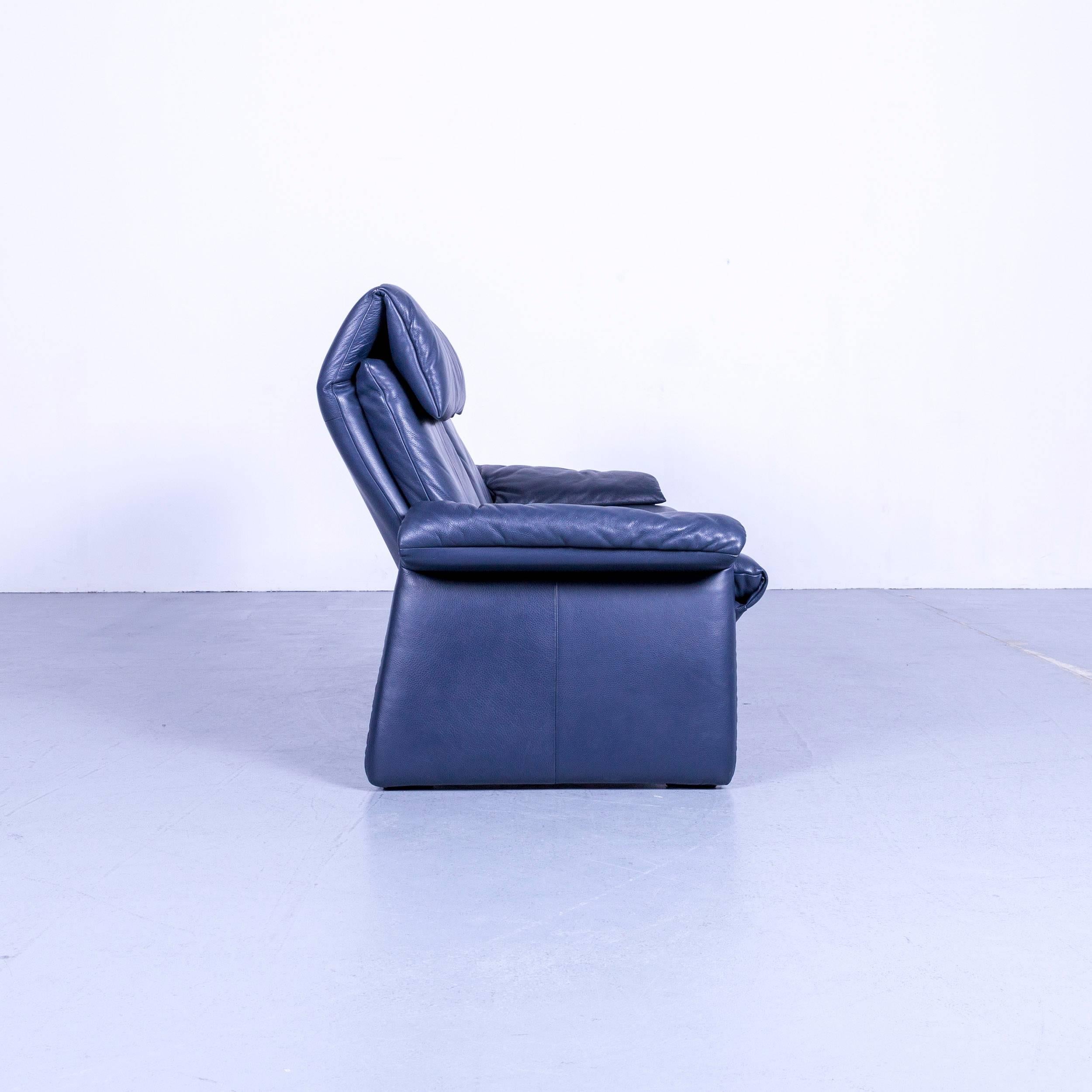 Erpo Lugano Leather Sofa Blue Two-Seat Couch 6