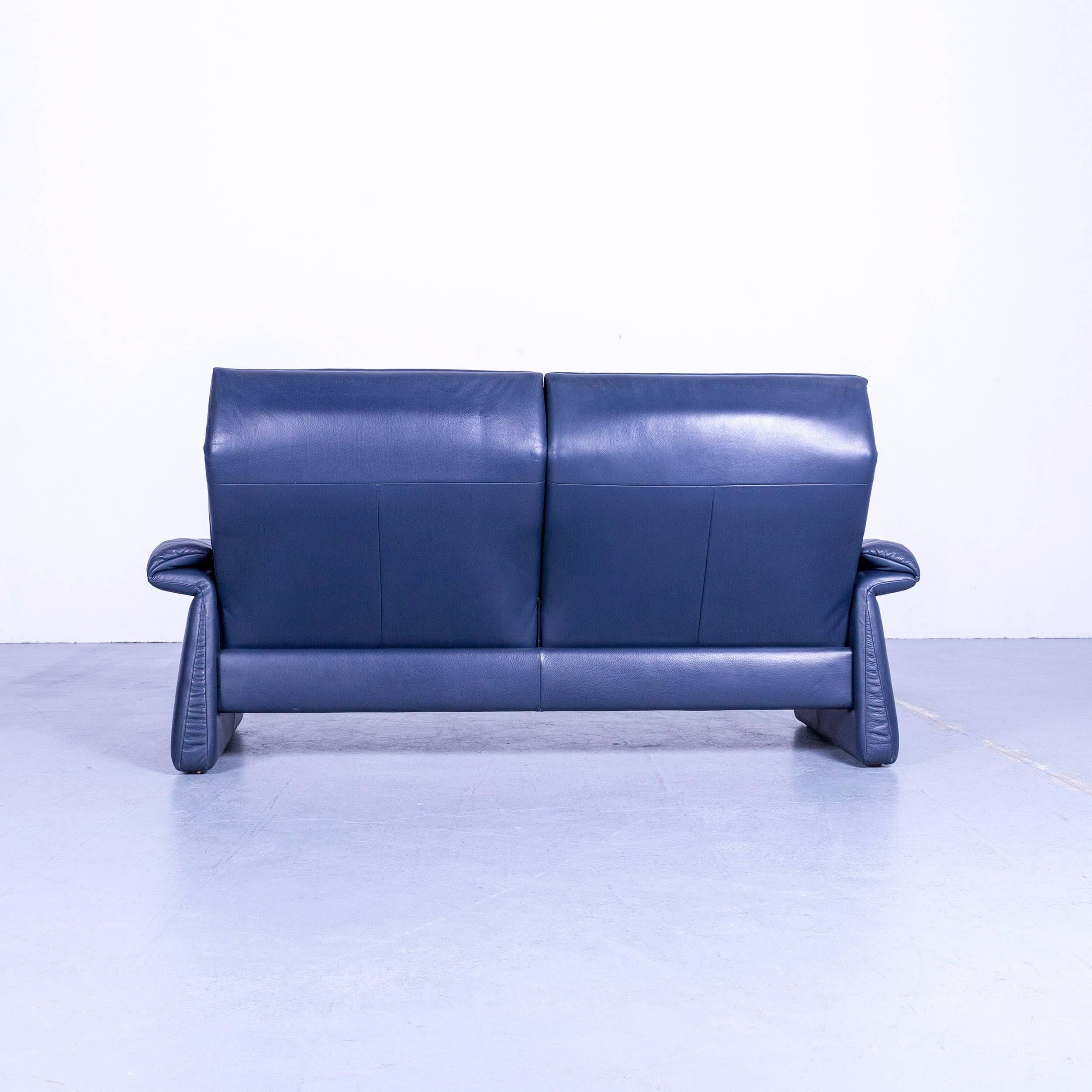 Erpo Lugano Leather Sofa Blue Two-Seat Couch 7