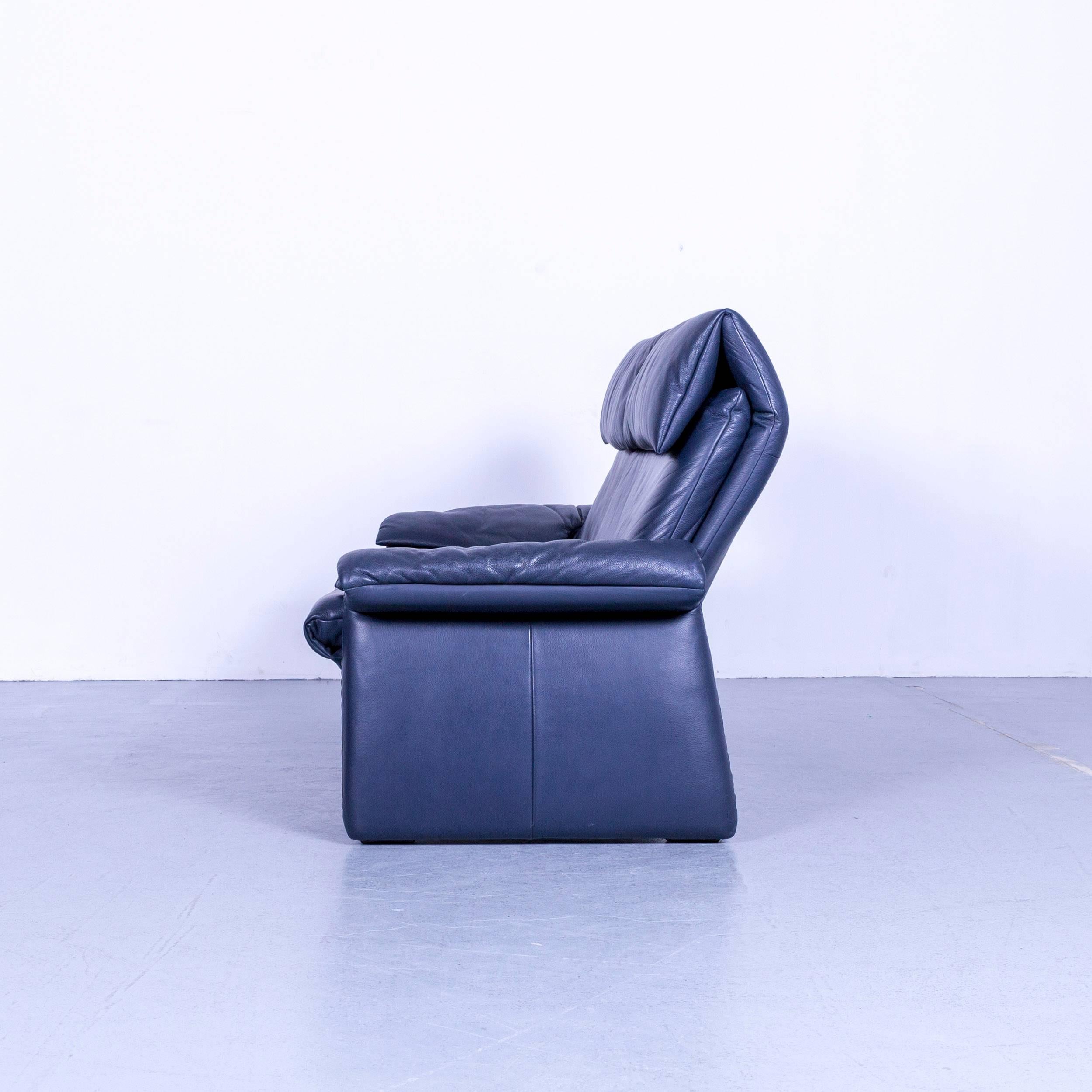 Erpo Lugano Leather Sofa Blue Two-Seat Couch 8