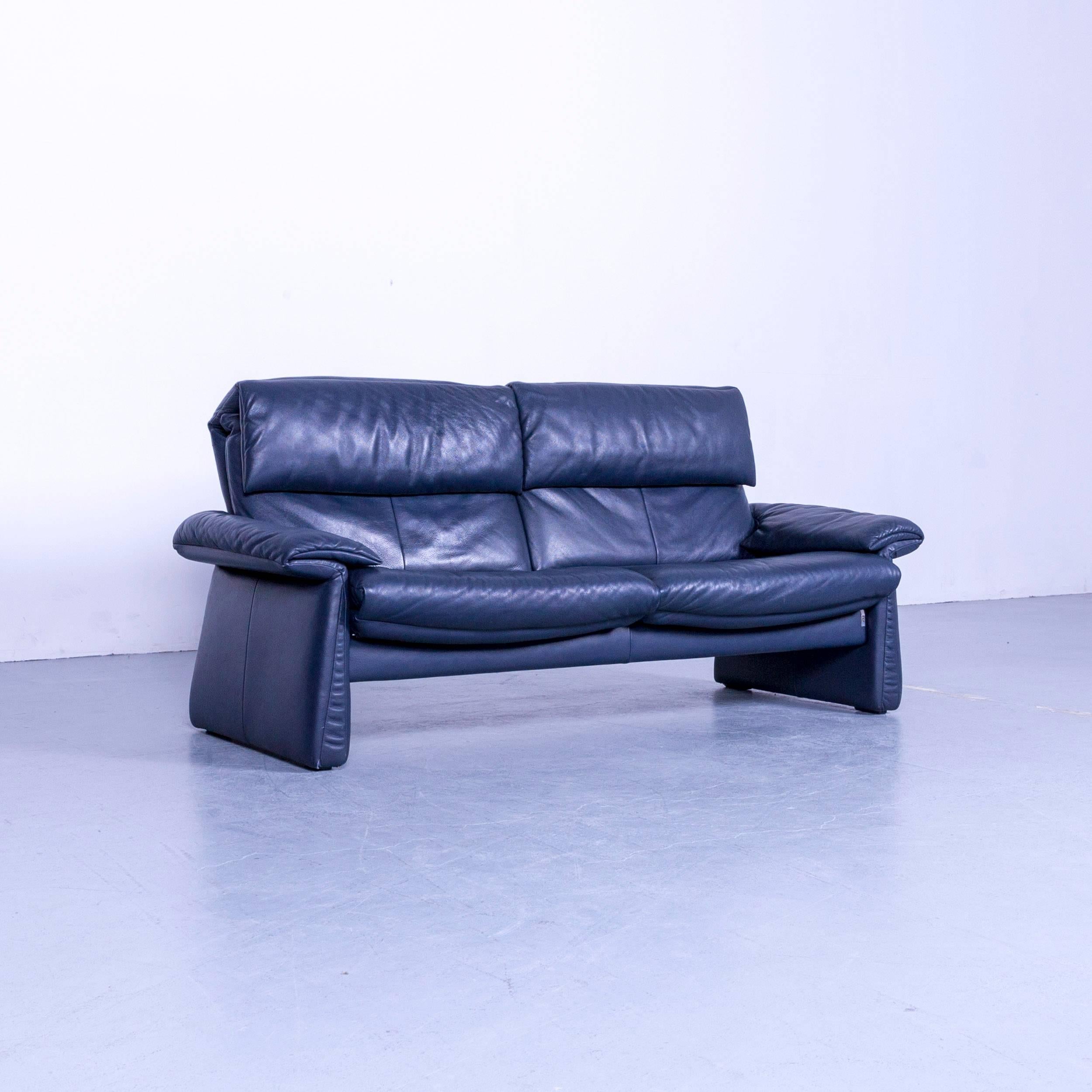 German Erpo Lugano Leather Sofa Blue Two-Seat Couch