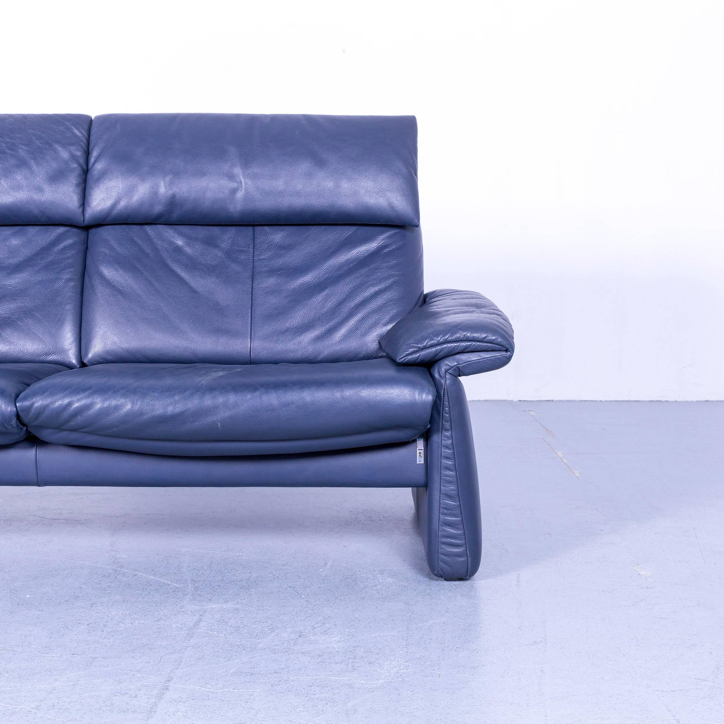 Erpo Lugano Leather Sofa Blue Two-Seat Couch 2