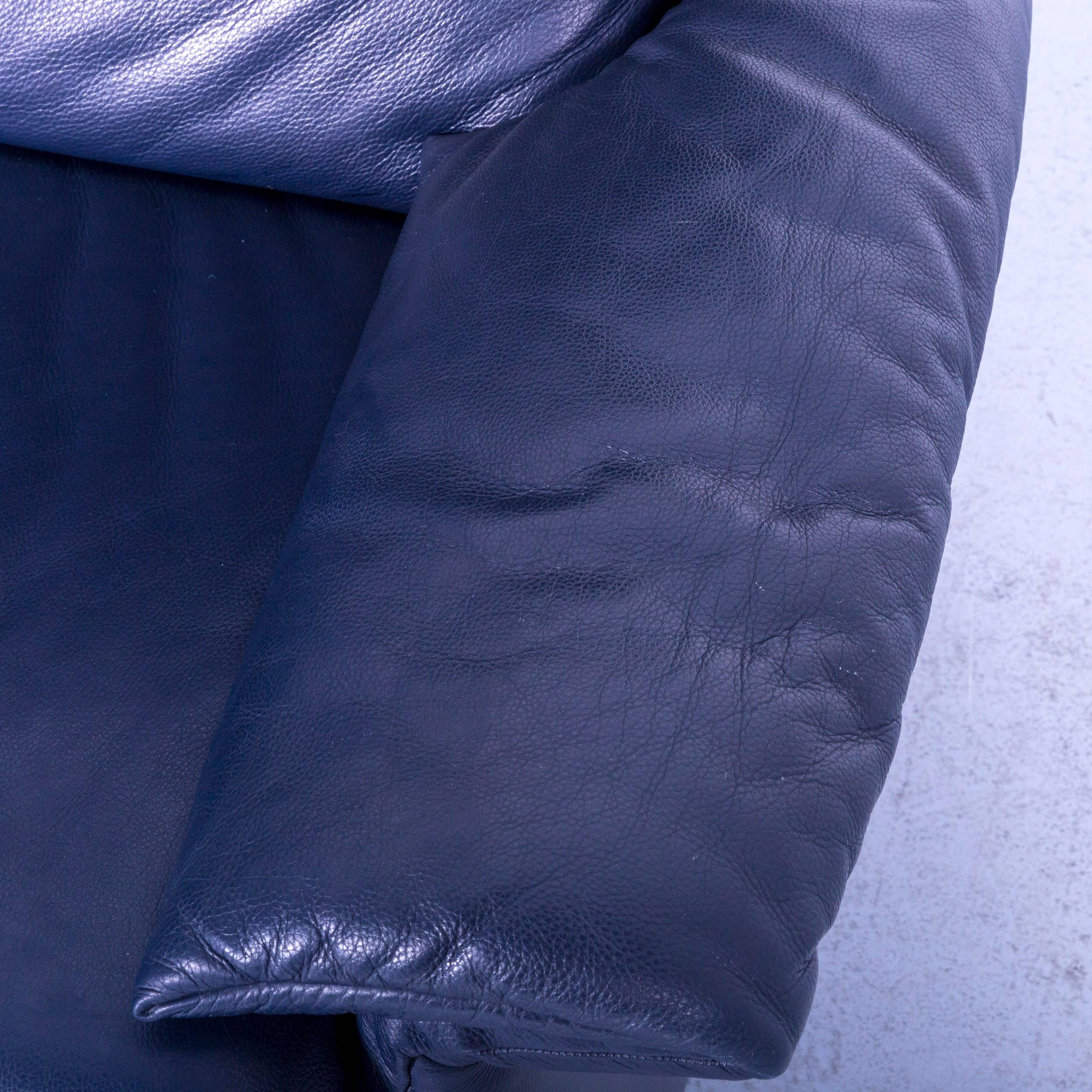 Erpo Lugano Leather Sofa Blue Two-Seat Couch 4