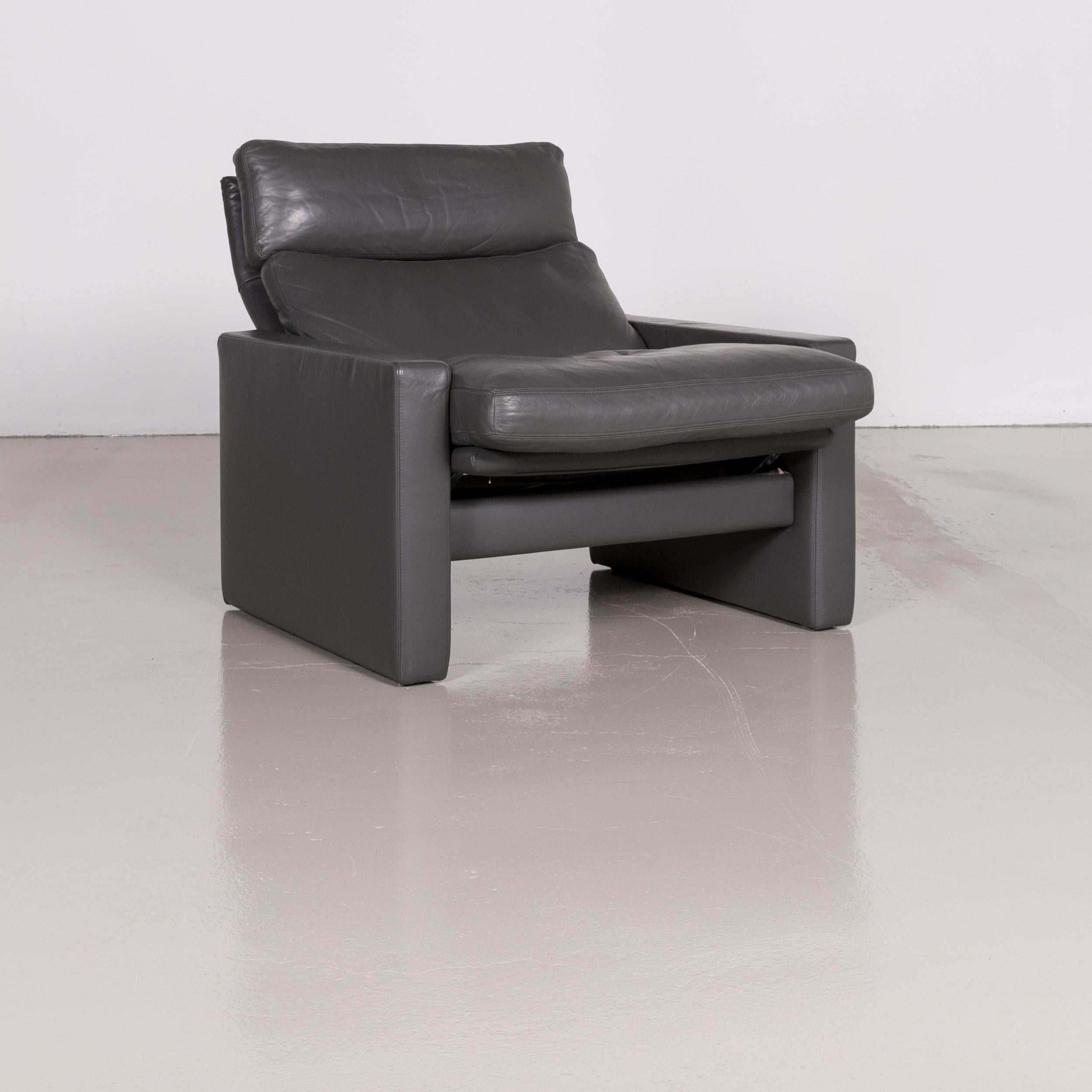 Erpo Manhattan Designer Armchair Leather Grey Anthracite One Seat Function In Good Condition For Sale In Cologne, DE