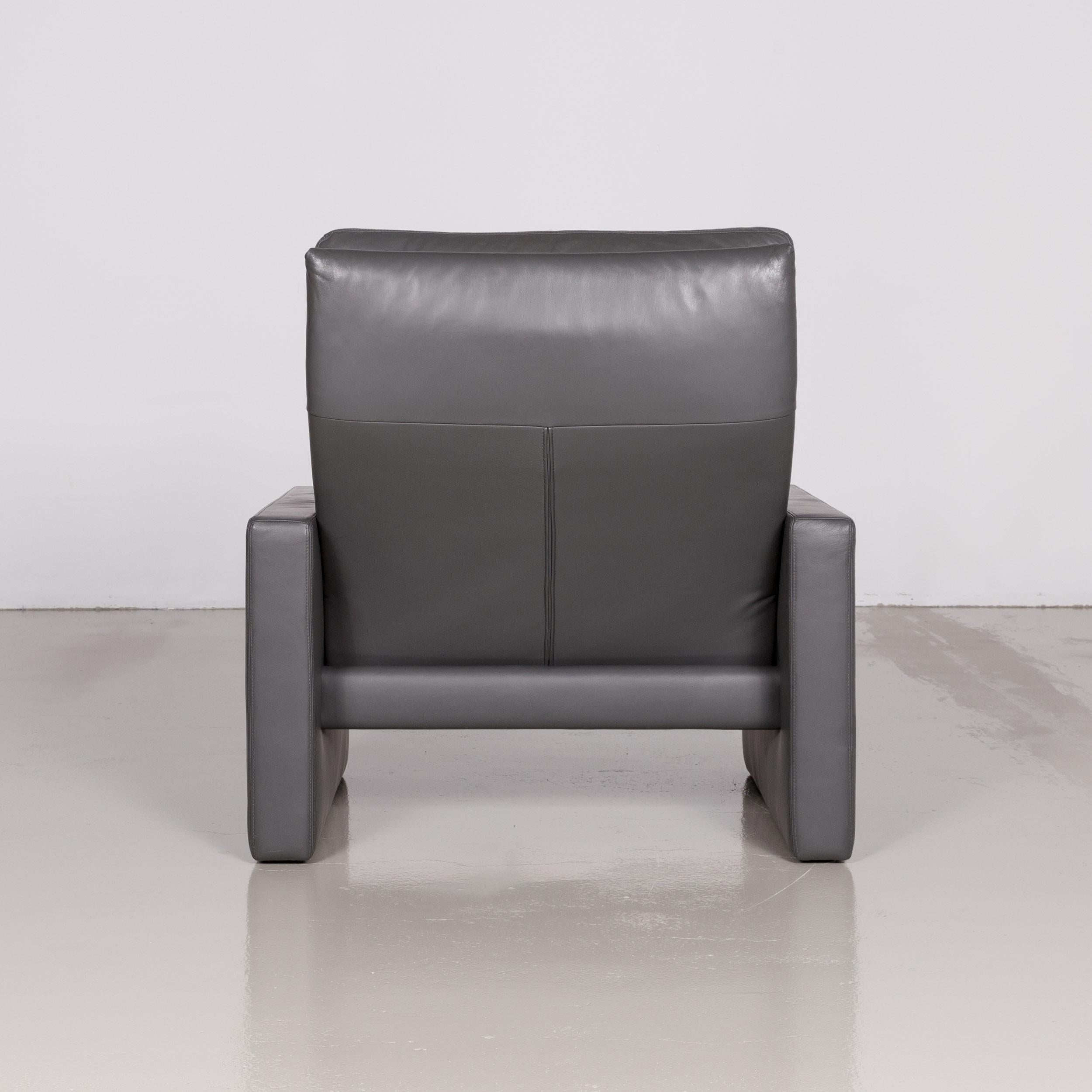 Erpo Manhattan Designer Armchair Leather Grey Anthracite One Seat Function For Sale 4