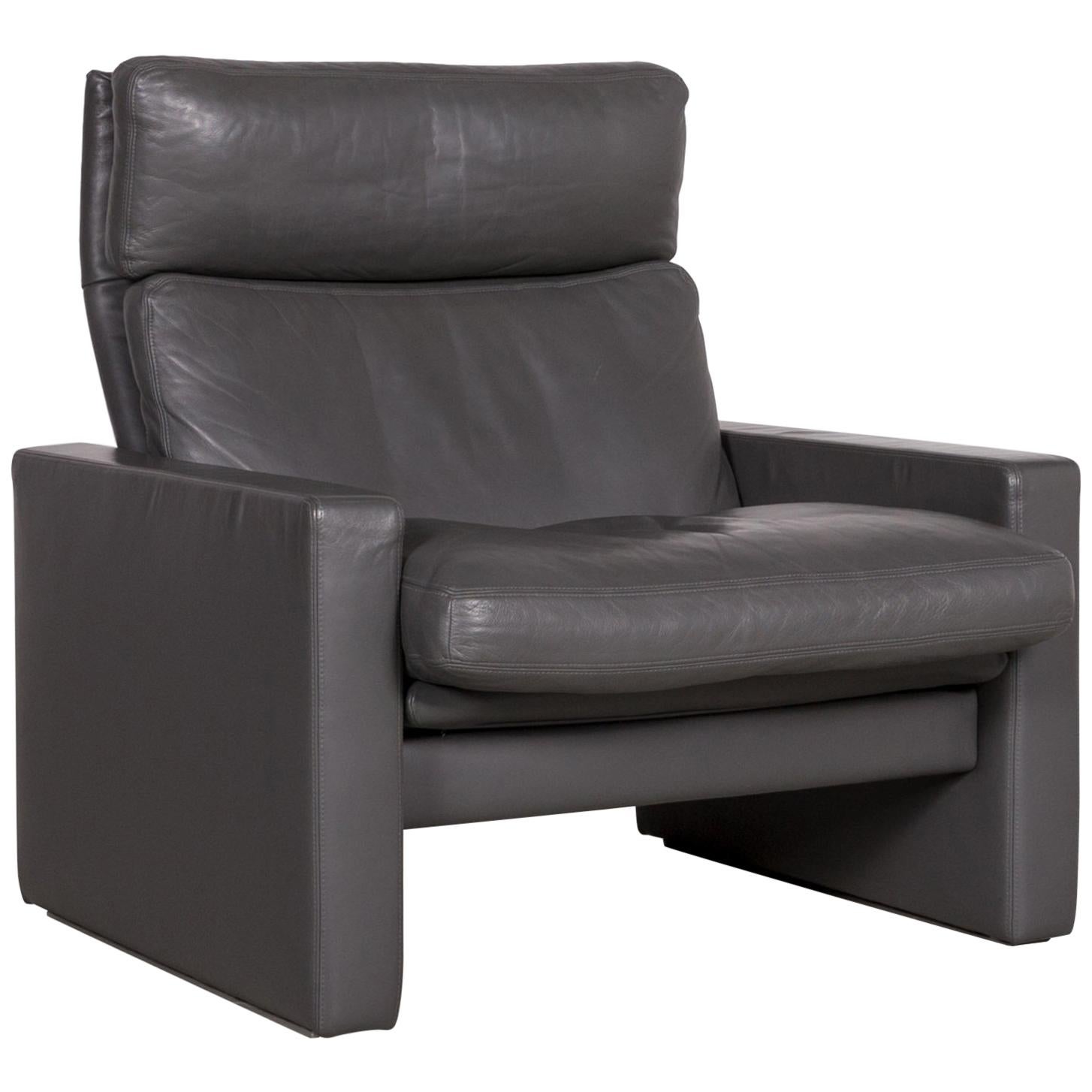 Erpo Manhattan Designer Armchair Leather Grey Anthracite One Seat Function For Sale