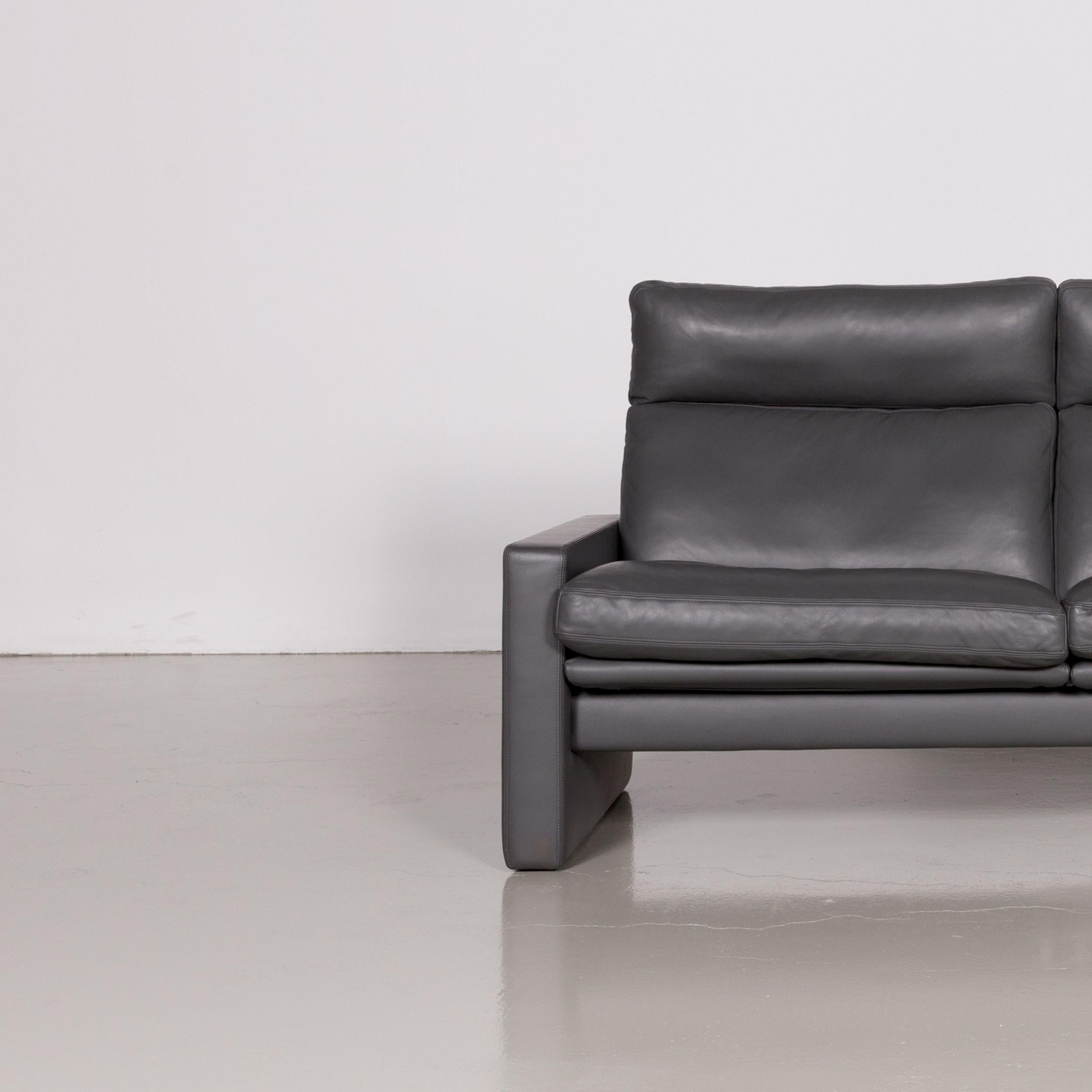German Erpo Manhattan Designer Leather Sofa in Anthracite Grey Three-Seat Couch