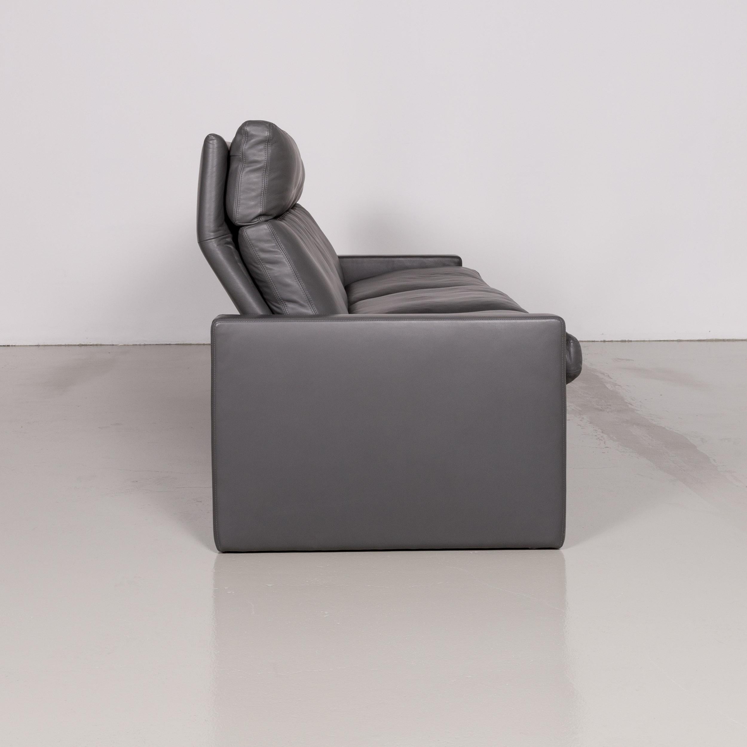 Erpo Manhattan Designer Leather Sofa in Anthracite Grey Three-Seat Couch 2