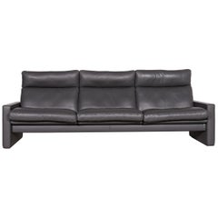 Erpo Manhattan Designer Leather Sofa in Anthracite Grey Three-Seat Couch