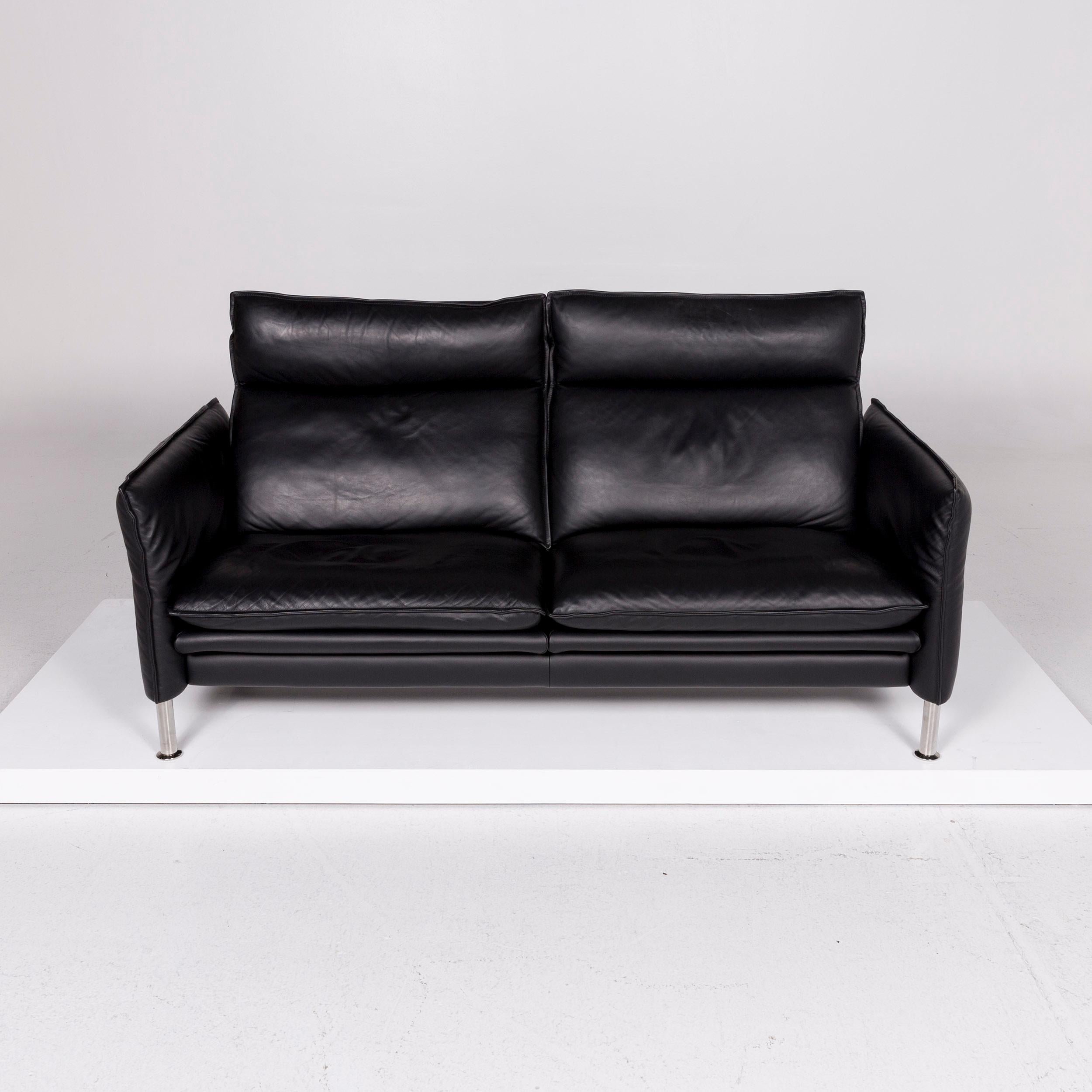 Erpo Porto Leather Sofa Black Two-Seat Relax Function Couch 1