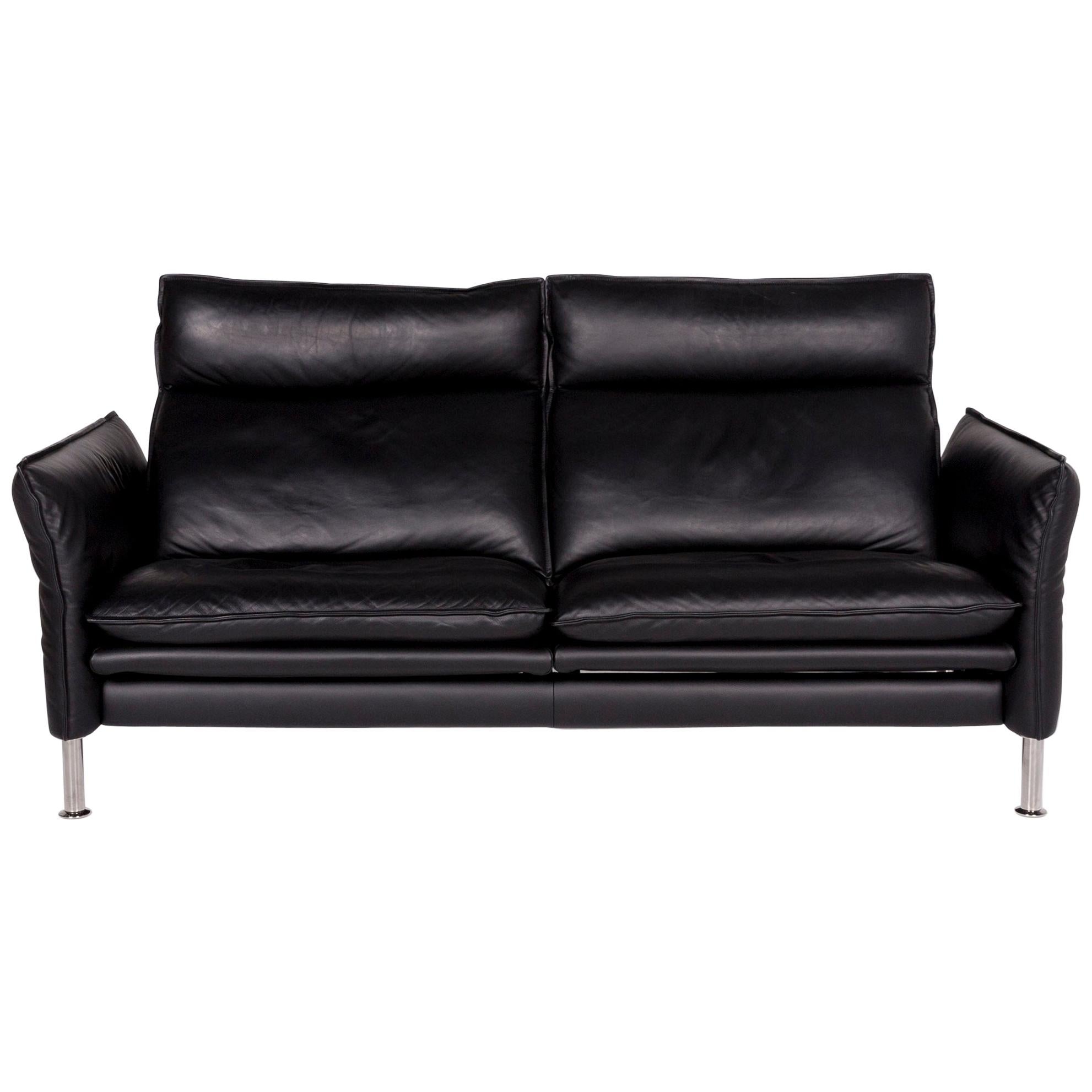 Erpo Porto Leather Sofa Black Two-Seat Relax Function Couch