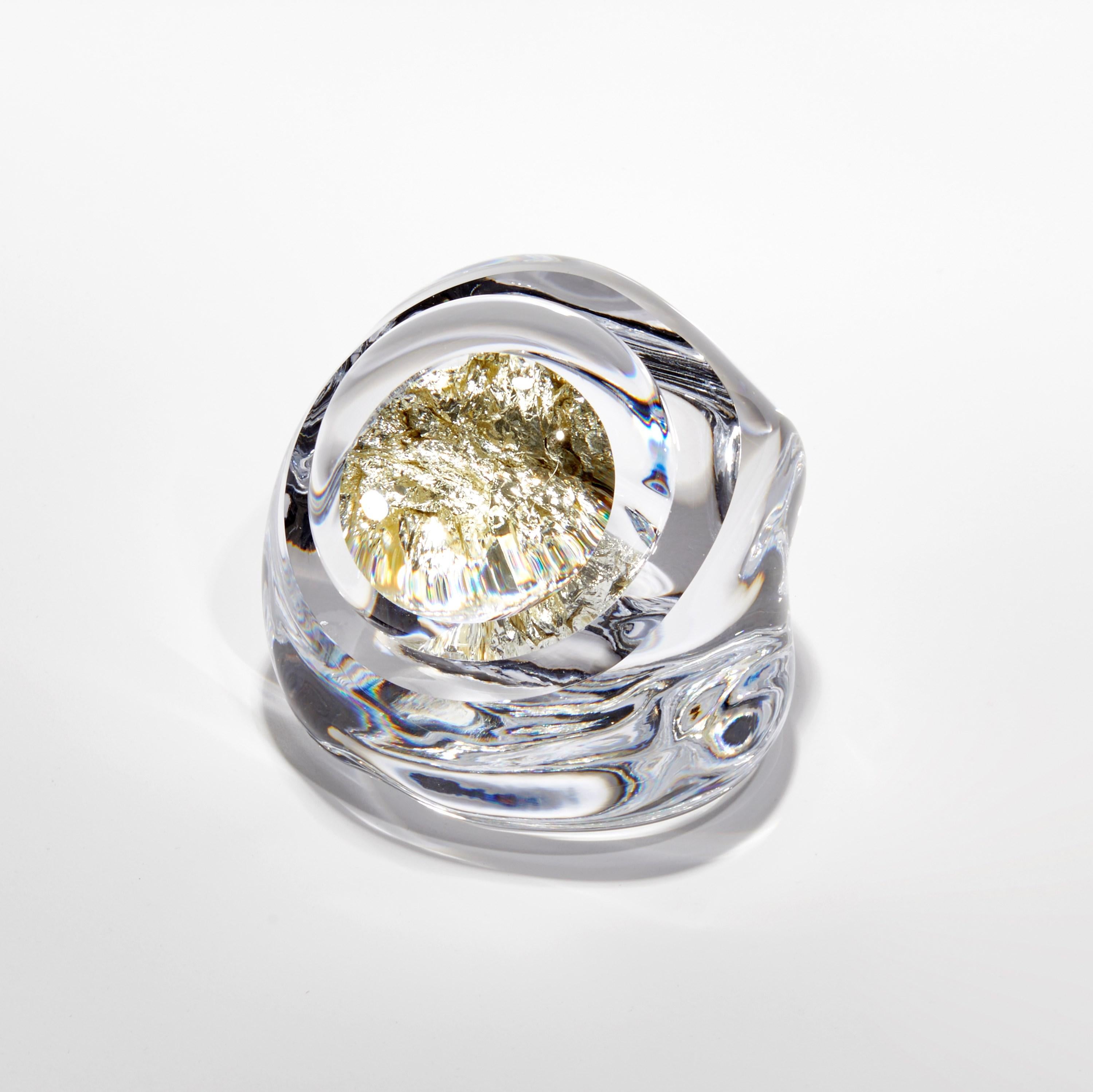 Organic Modern Erratic B with 12ct White Gold, a Glacier Rock Glass Sculpture by Anthony Scala