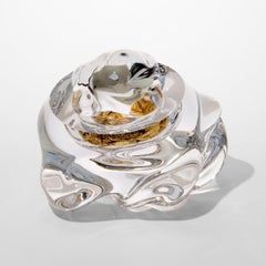Erratic G with 23ct Red Gold, an optical clear glass artwork by Anthony Scala