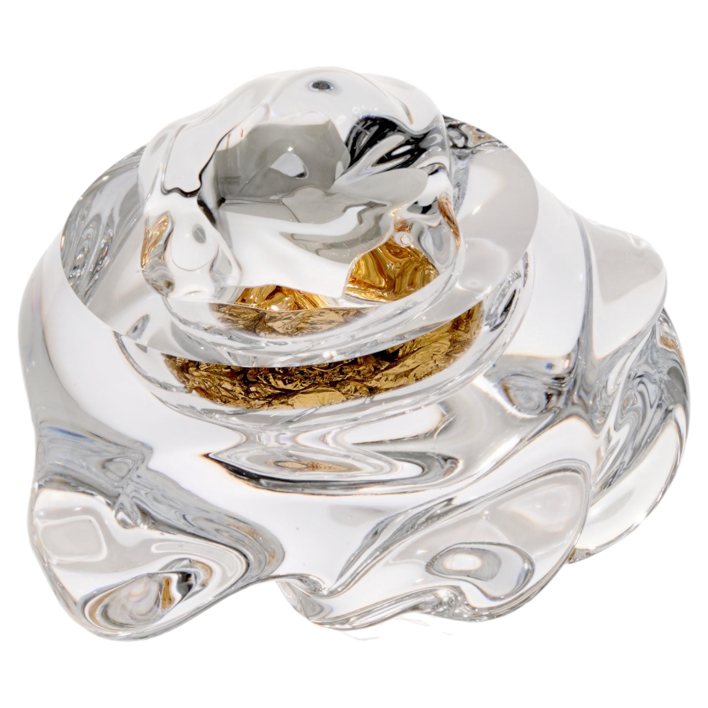 Erratic G with 23ct Red Gold, an optical clear glass artwork by Anthony Scala