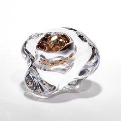Erratic H with 22.5ct Champagne Gold, a Glass Rock Sculpture by Anthony Scala