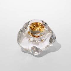 Erratic H with 23ct Red Gold, amorphic clear glass artwork by Anthony Scala