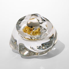 Erratic I with 22ct Yellow Gold, amorphic clear glass artwork by Anthony Scala