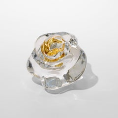 Erratic J with 22ct Yellow Gold, amorphic clear glass artwork by Anthony Scala