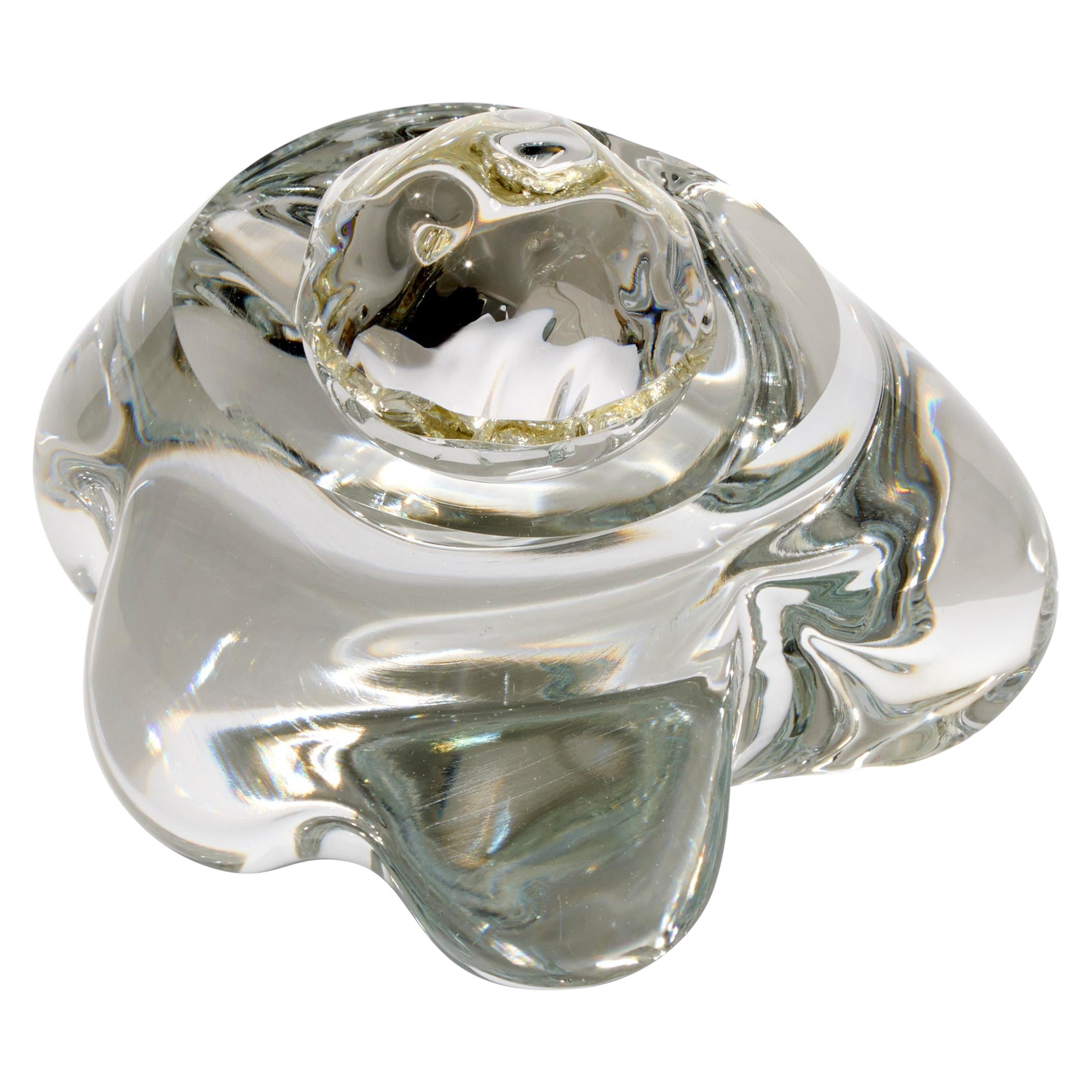 Erratic K with 12ct White Gold, amorphic clear glass artwork by Anthony Scala For Sale