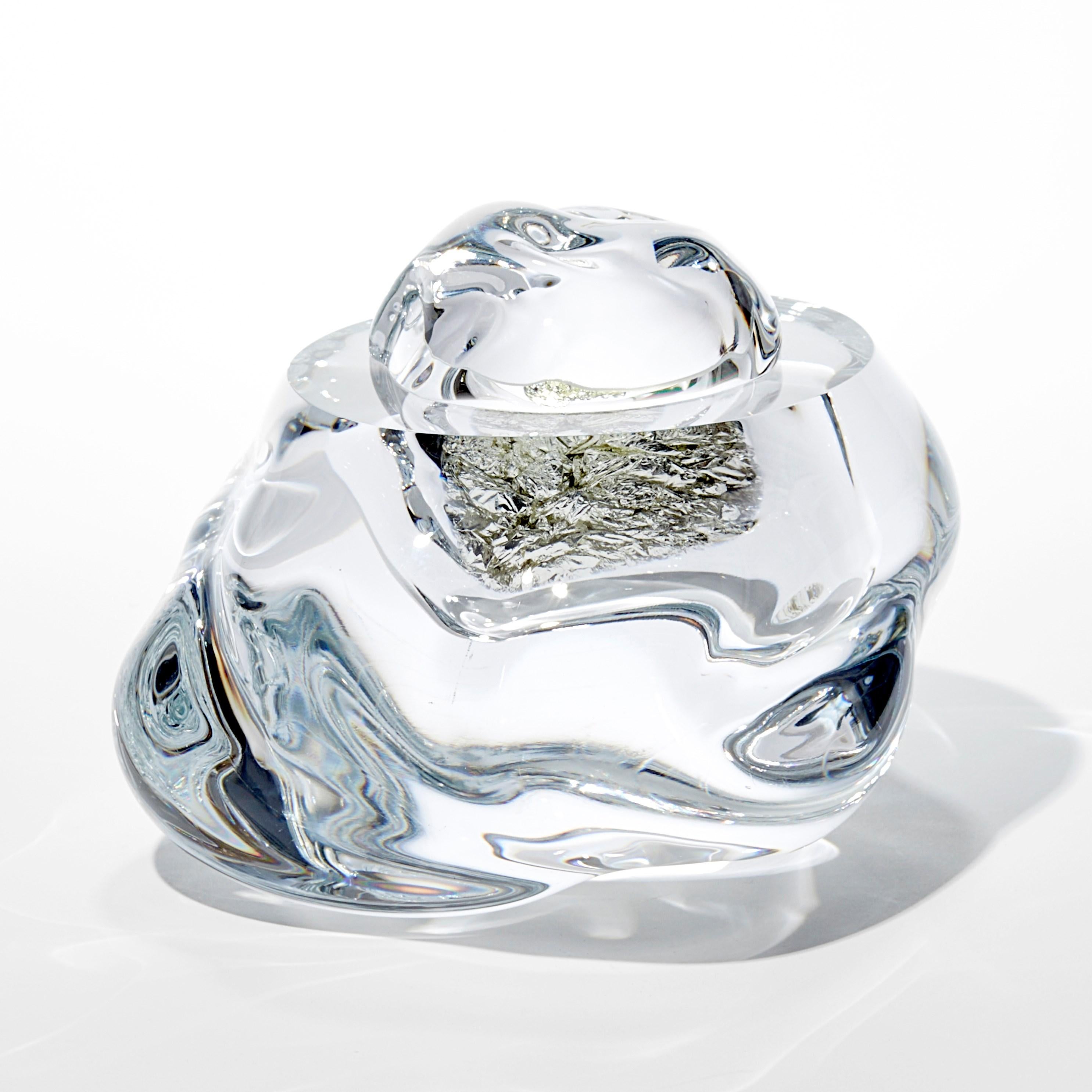 British Erratic K with 12ct White Gold, optical glass sculpture by Anthony Scala