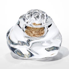 Erratic L with 23ct Red Gold, amorphic optical glass sculpture by Anthony Scala