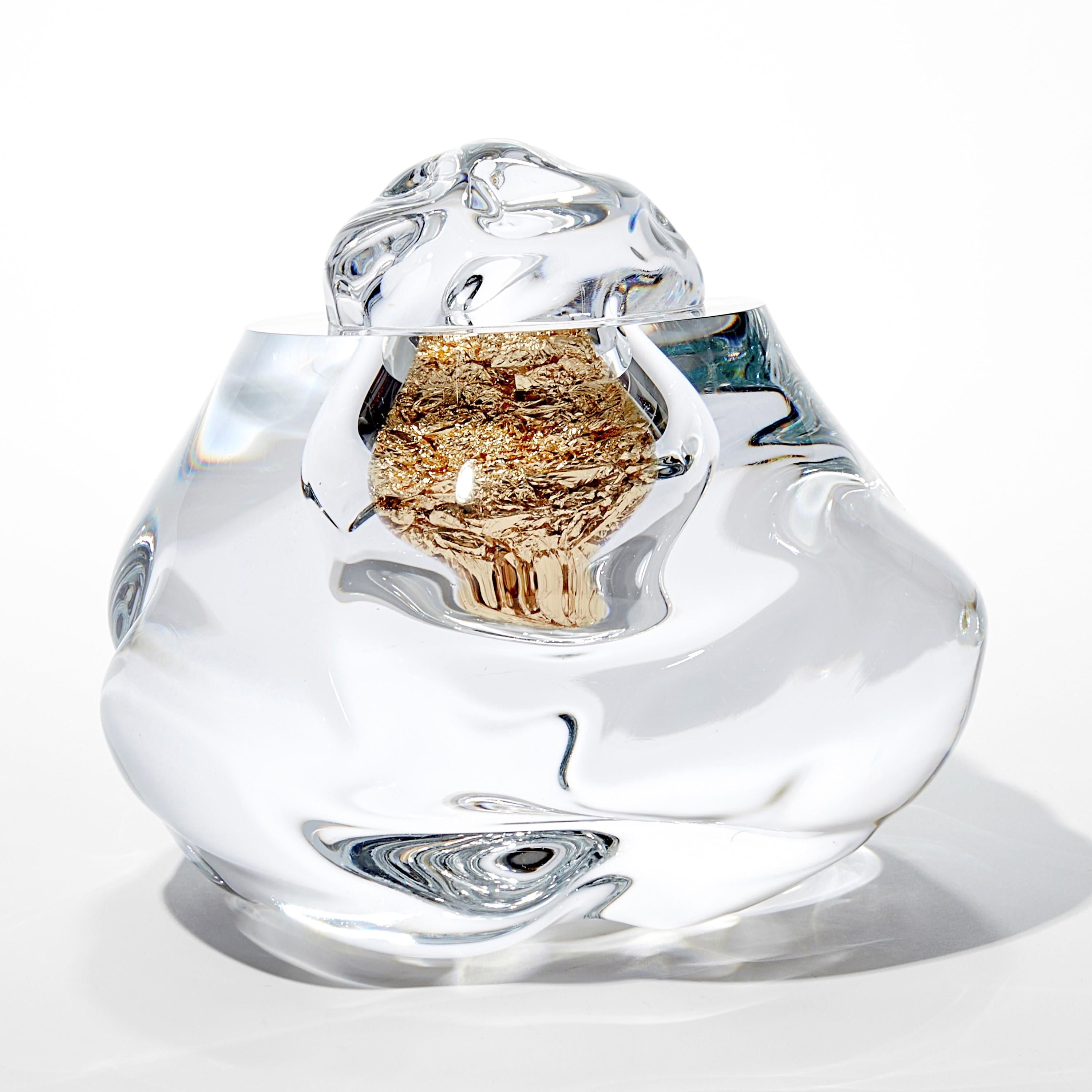 British Erratic L with 23ct Red Gold, amorphic optical glass sculpture by Anthony Scala