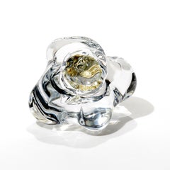 Erratic with 12ct White Gold Leaf, amorphic clear glass artwork by Anthony Scala