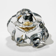 Erratic with 22ct Yellow Gold Leaf, optical clear glass artwork by Anthony Scala