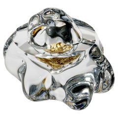 Erratic with 22ct Yellow Gold Leaf, optical clear glass artwork by Anthony Scala