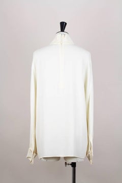 Erreuno Vintage-Bluse aus cremefarbener Seide mit französischen Manschetten, ca. 1990er Jahre