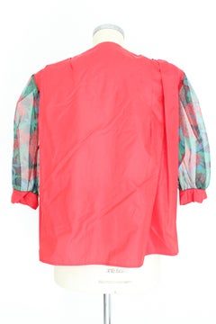 Erreuno Red Silk Balloon Sleeve 80s Shirt
