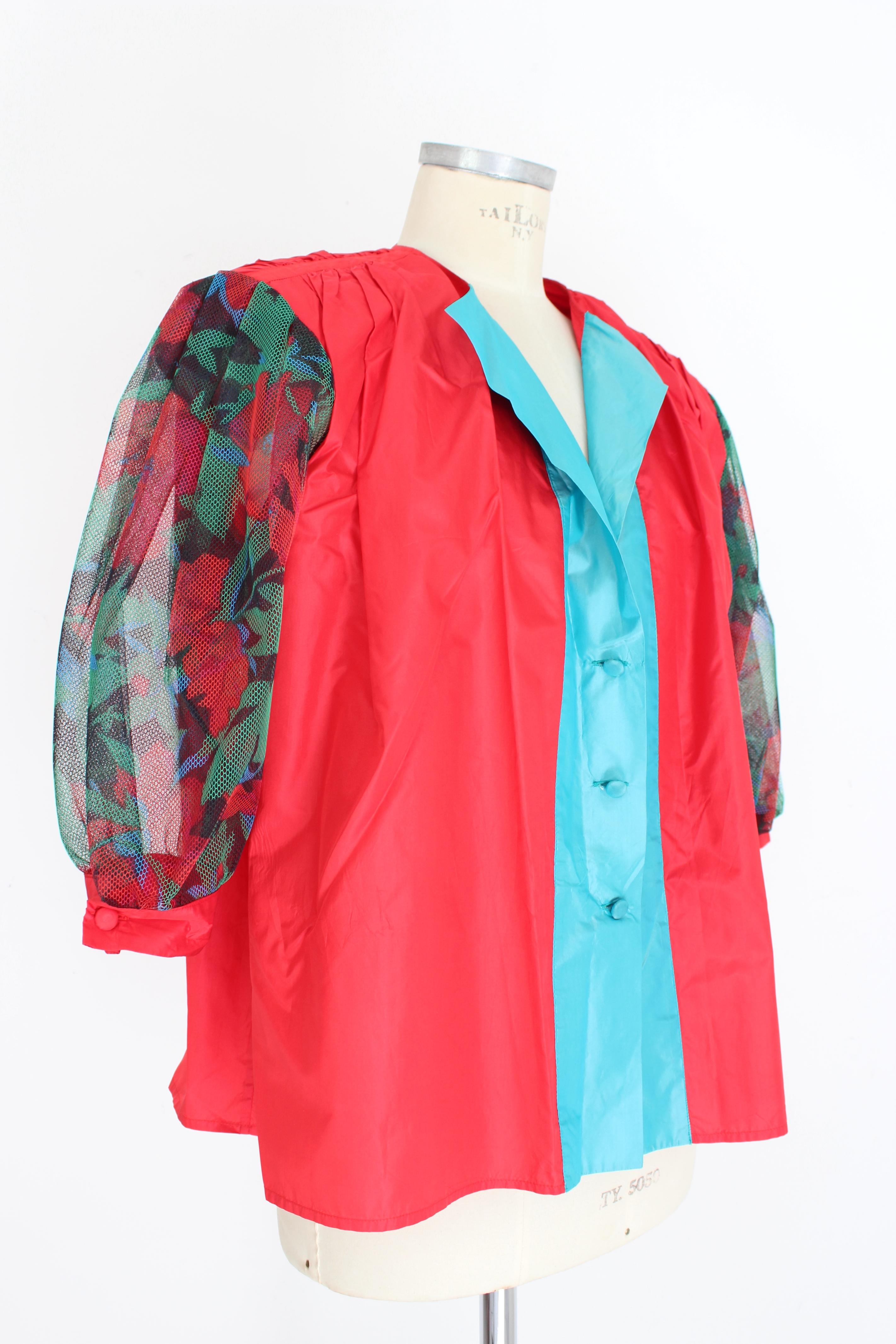 Camicia Erreuno anni '80 con maniche a palloncino in seta rossa In condizioni ottime a Brindisi, Bt