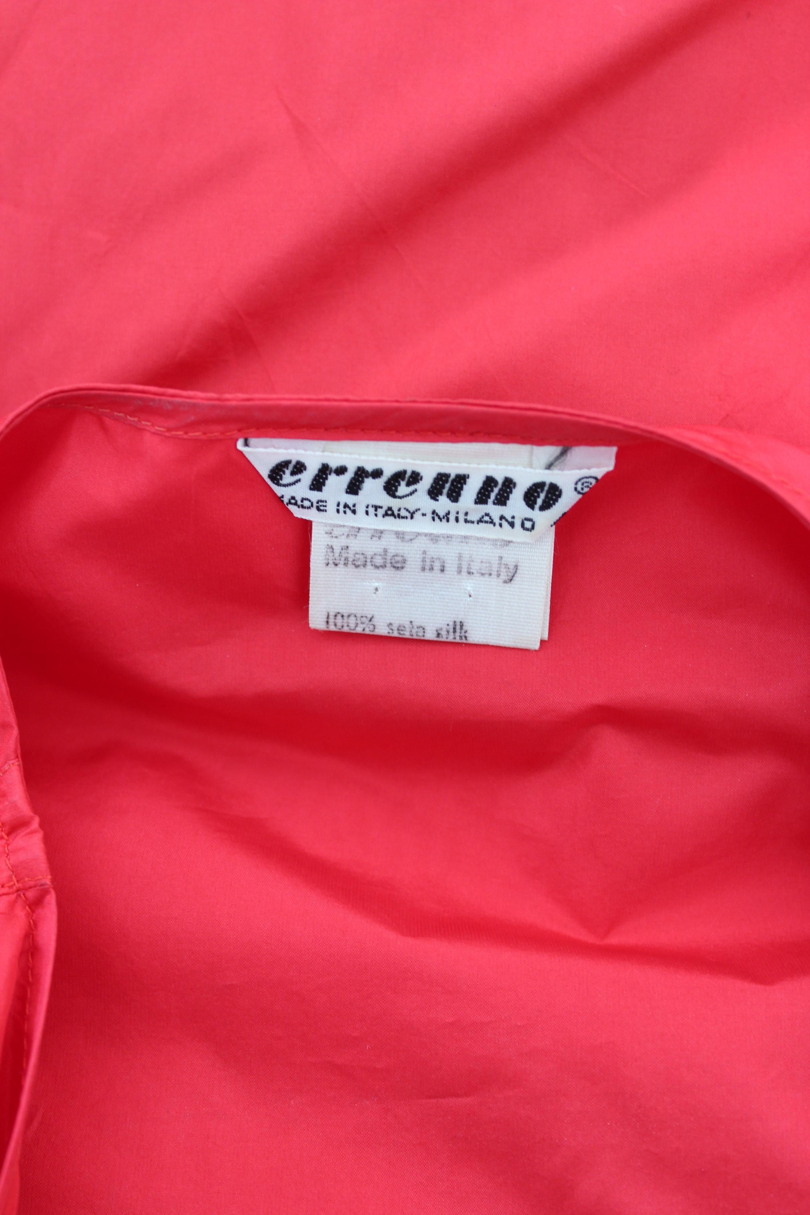 Camicia Erreuno anni '80 con maniche a palloncino in seta rossa 1